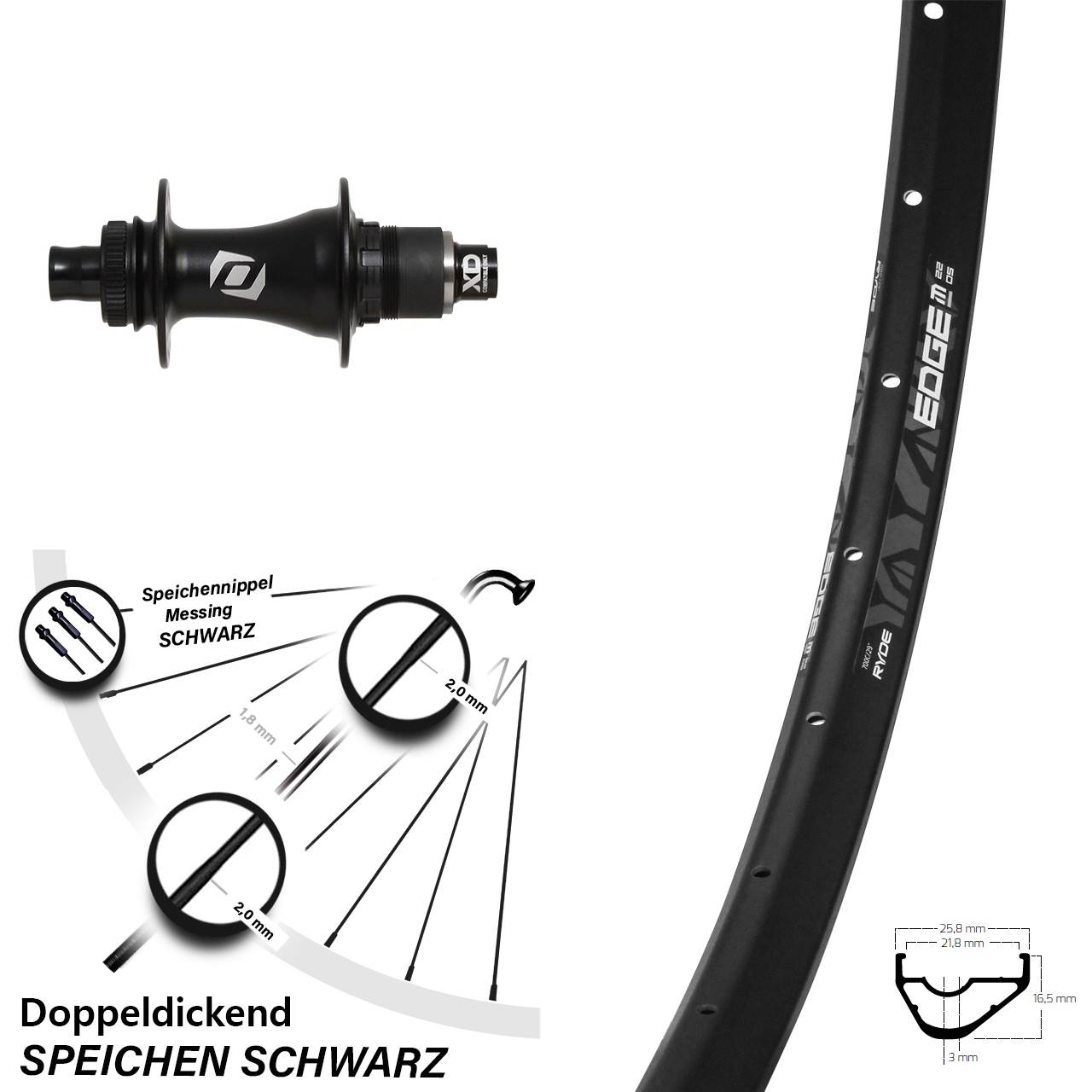 29 Zoll Hinterrad Syncros Boost Sram XD Ryde Edge M22 OS Centerlock