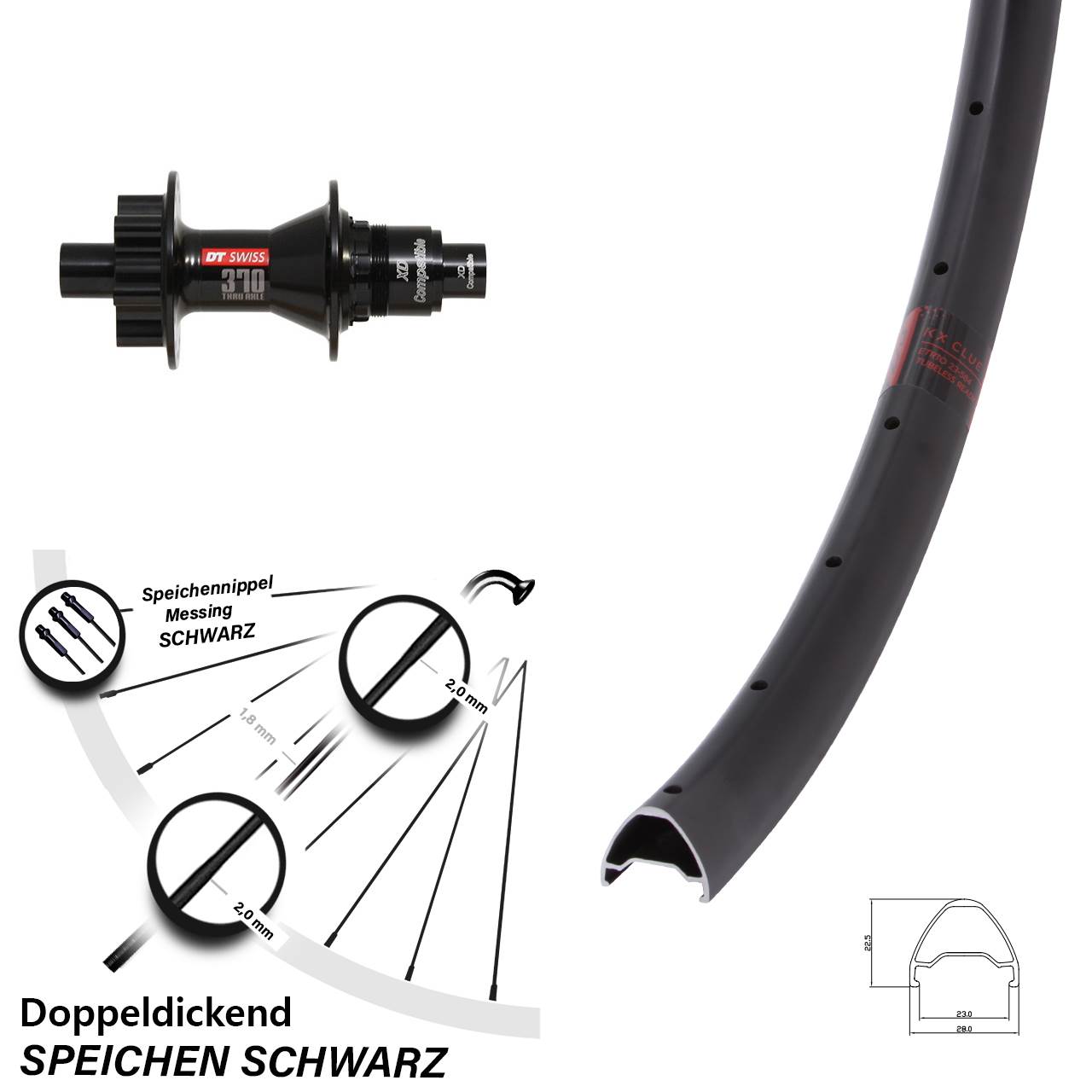 KX Clue DT Swiss 370 650B Disc Laufrad 12x142 SRAM XD