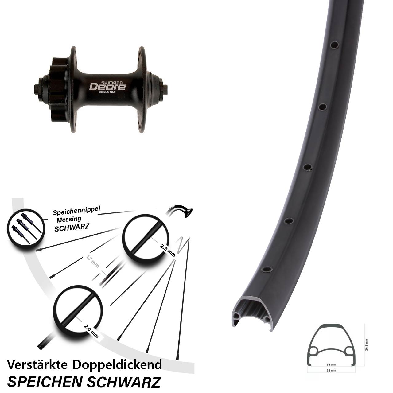 Ambrosio Sport Shimano Deore 29 Zoll Vorderrad 6-Loch für Schnellspanner