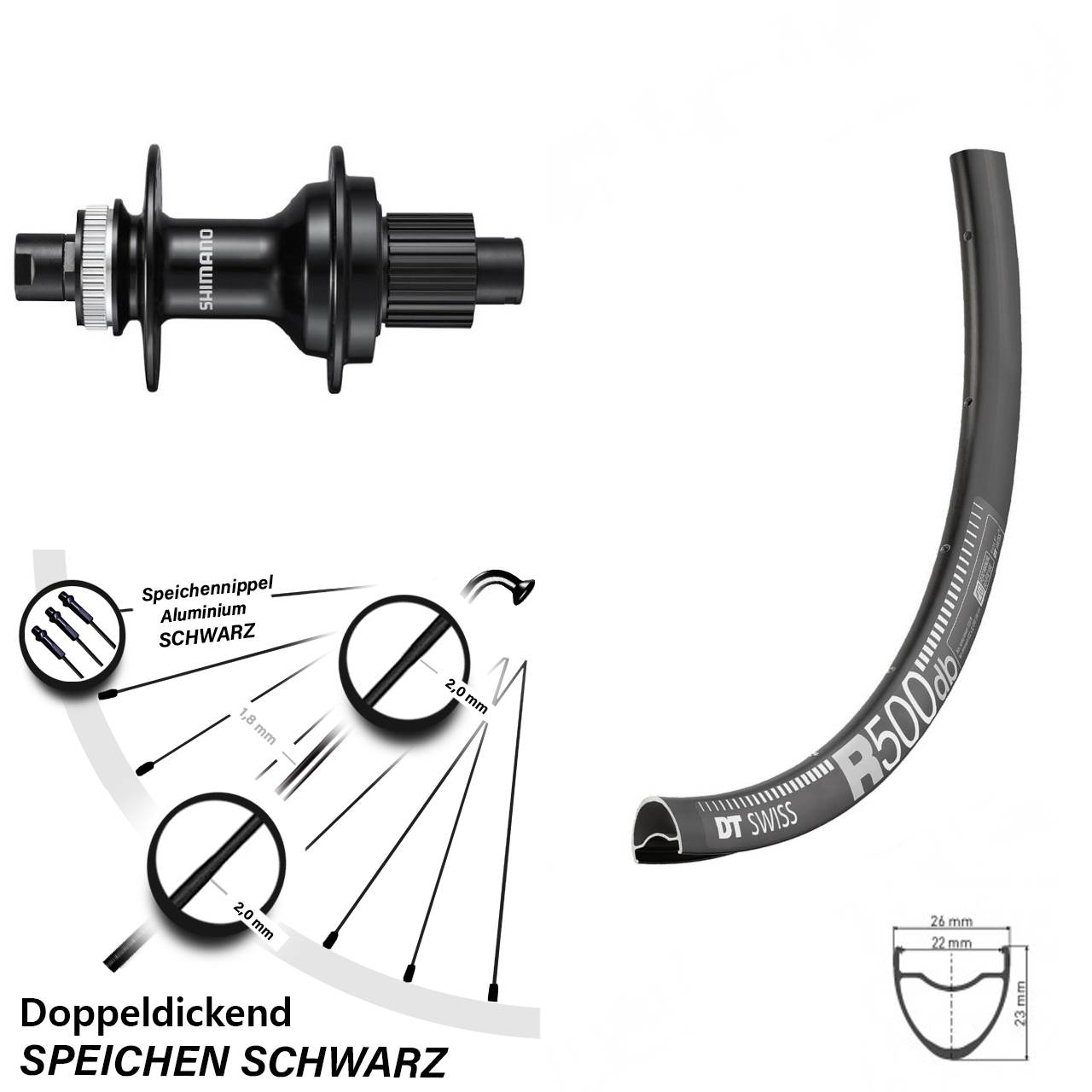 Hinterrad Centerlock 28 Zoll DT Swiss R500 Shimano FH-MT510 Shimano Micro Spline 12x142