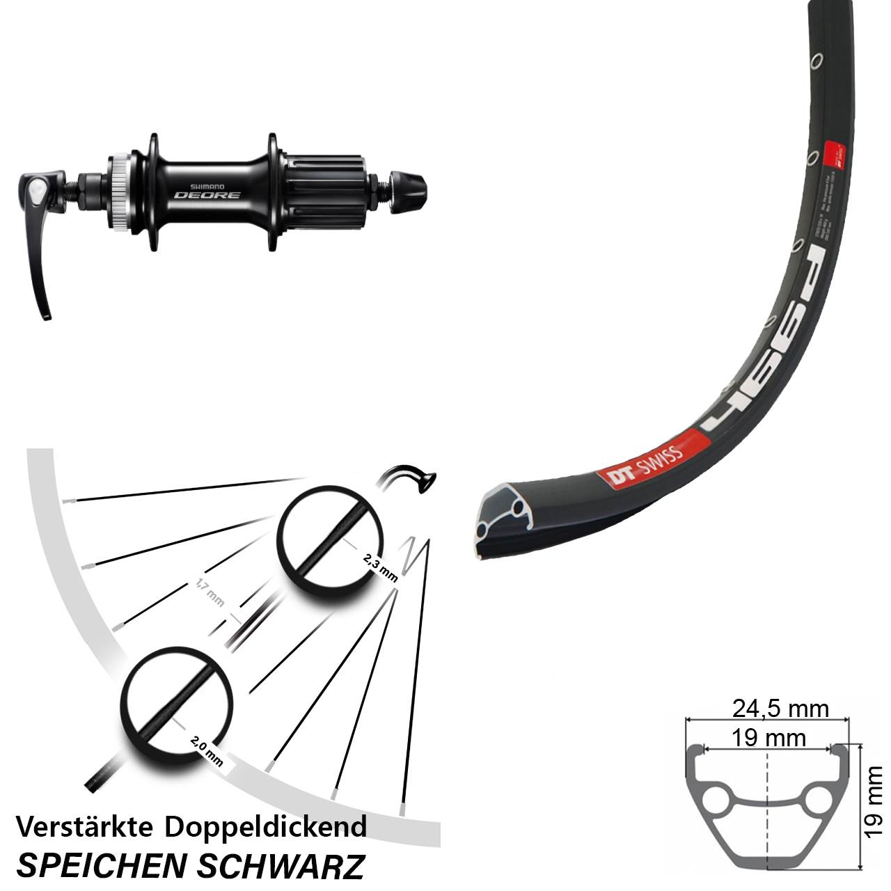 Disc Laufrad 28-29 Zoll DT Swiss 466 Shimano Deore M6000 QR 8-11 fach