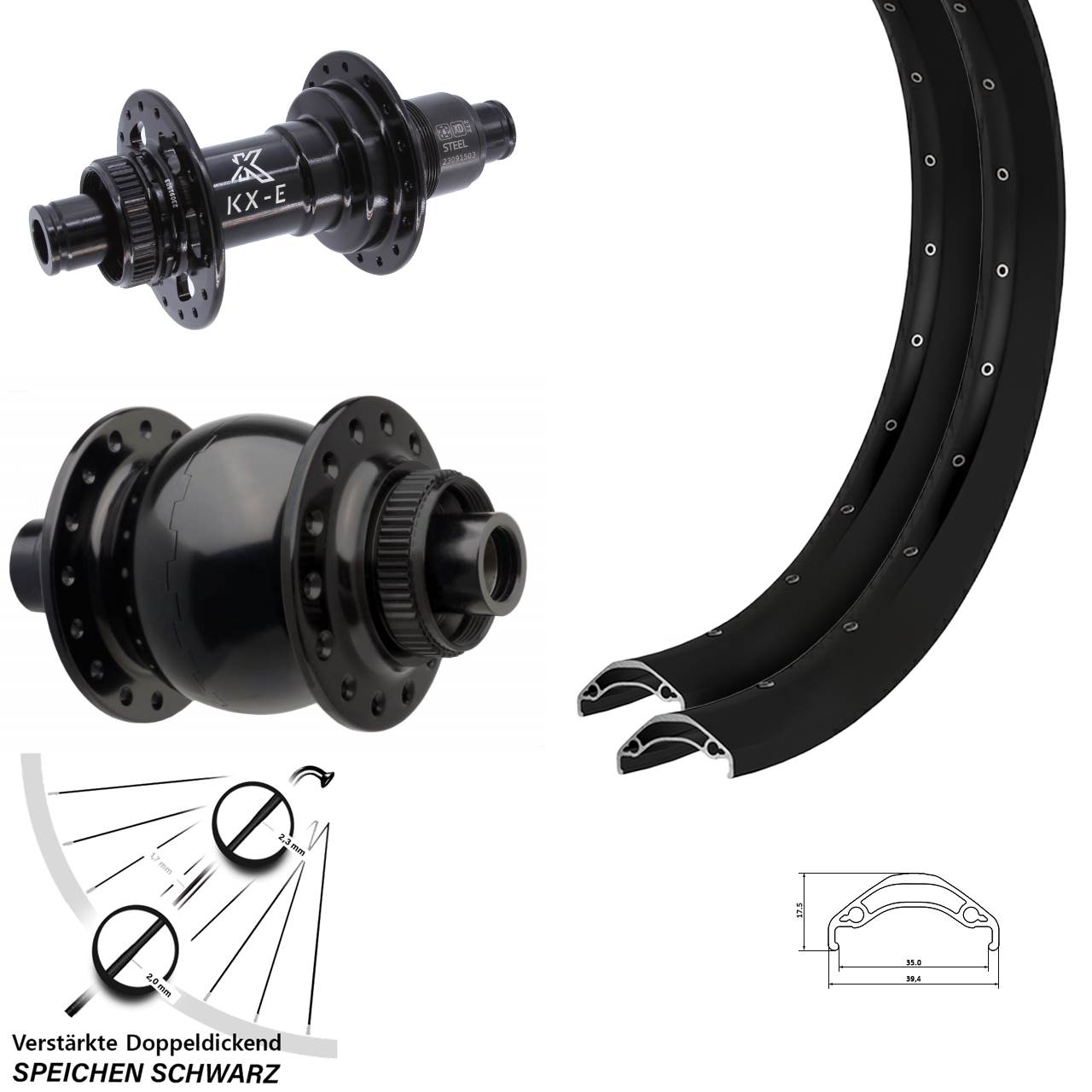 29 Zoll Ryde Disc 35 KX-E Heavy Duty SON 28 Boost Disc Laufrad-Satz 15x110 12x148 Boost XD