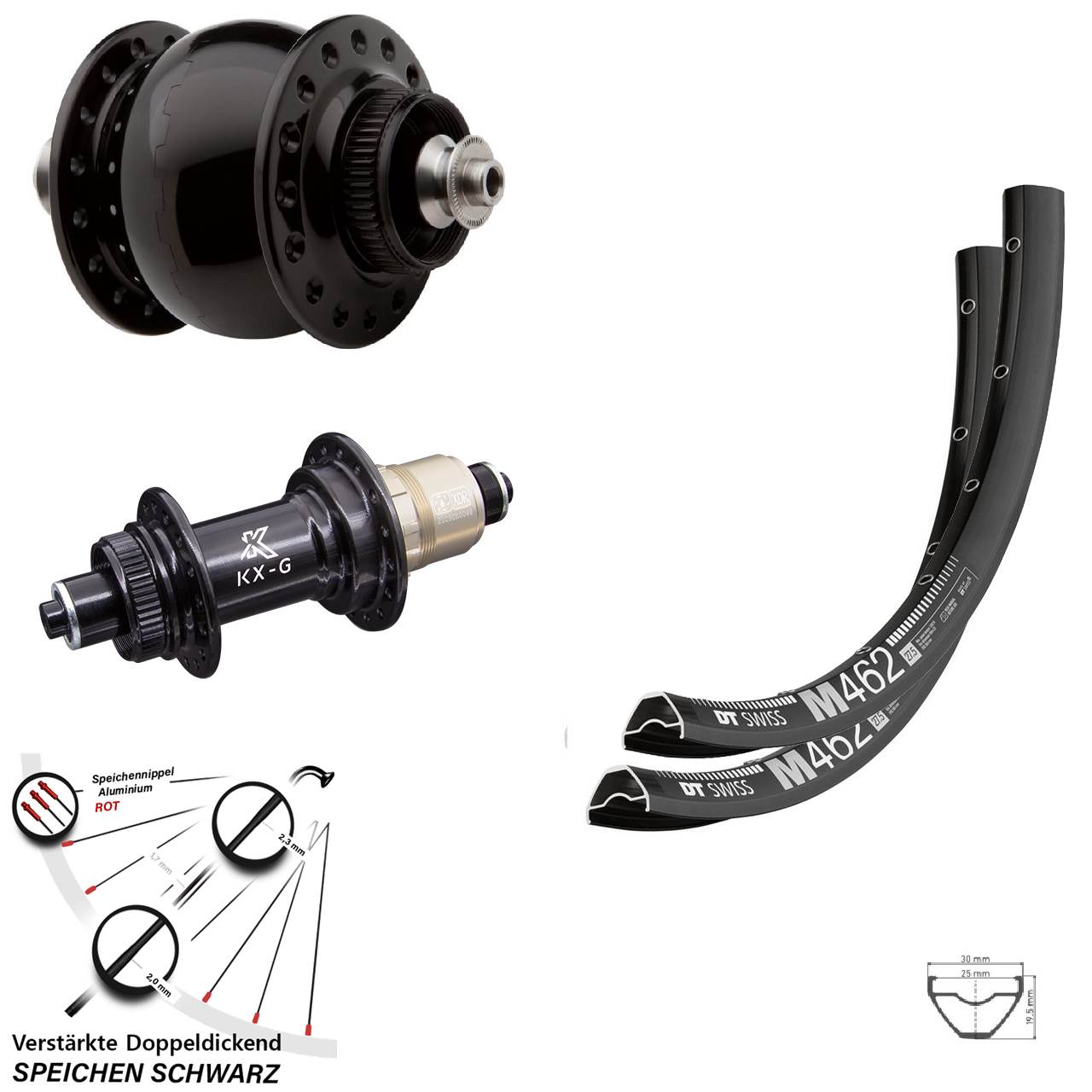 Laufradsatz Centerlock 29 Zoll DT Swiss M 462 KX-G SON 28 XDR 11-12 fach QR