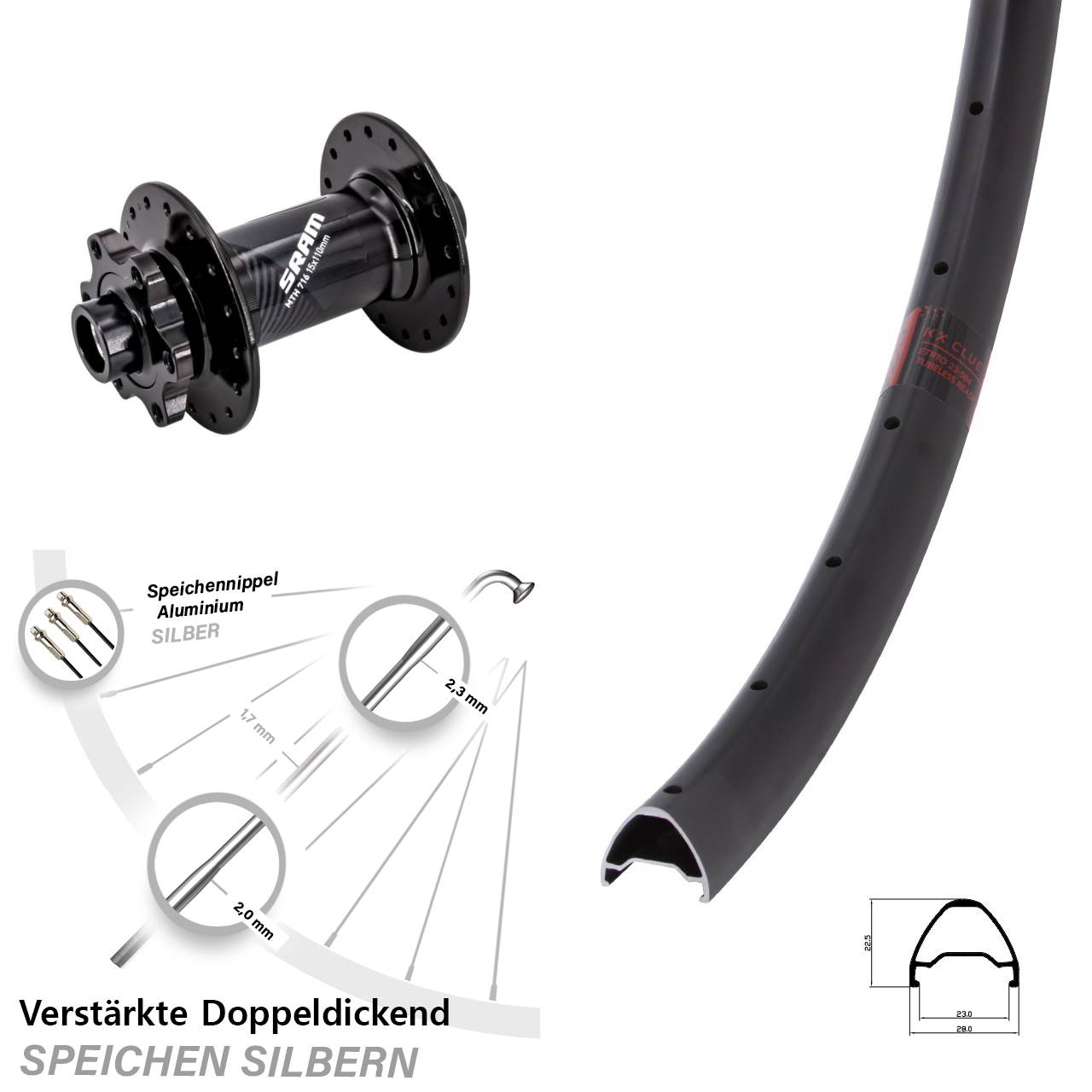 KX Clue Sram 716 29 Zoll Disc Vorderrad 15x110 Boost