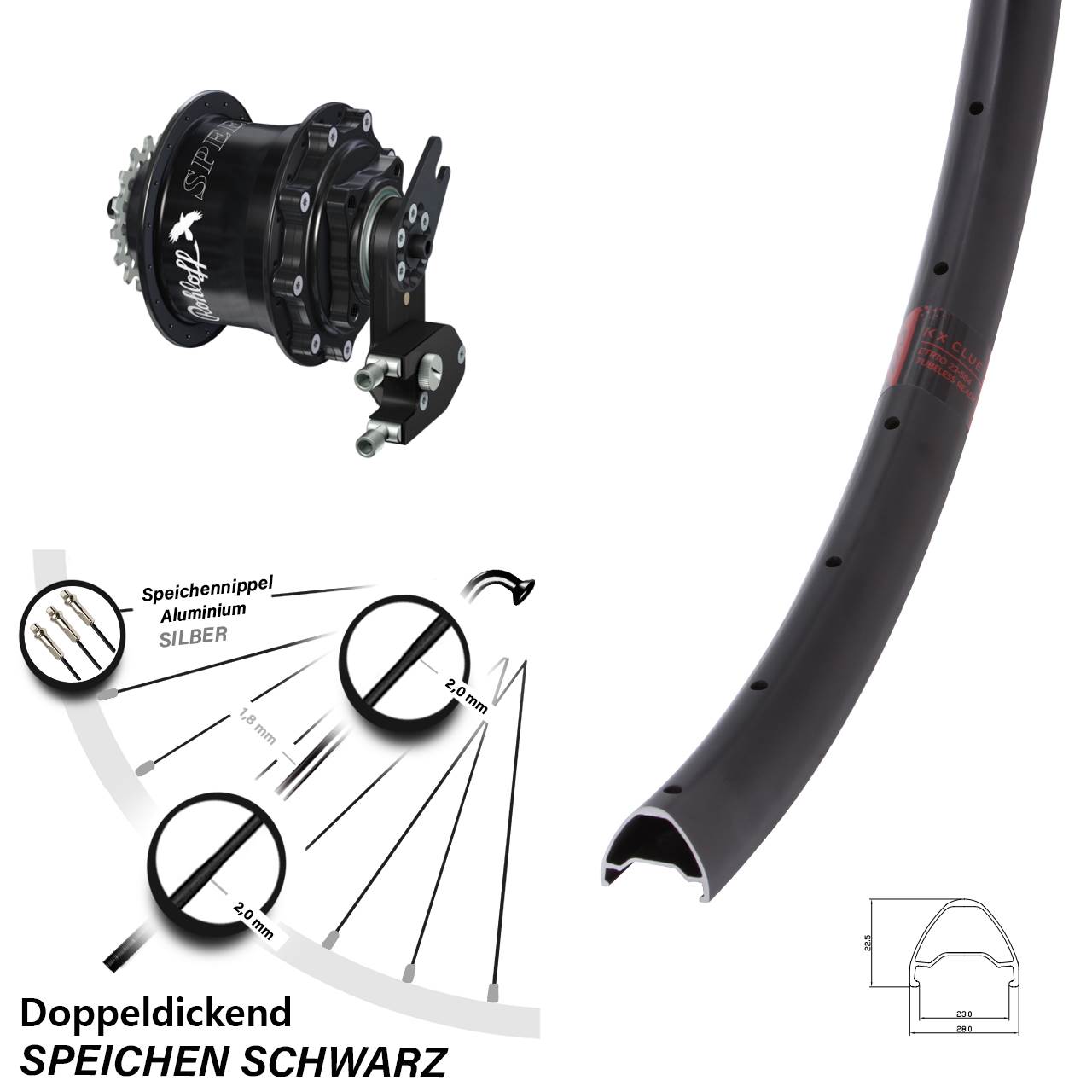27,5 Zoll Laufrad Rohloff Speedhub CC OEM2 schwarz KX Clue