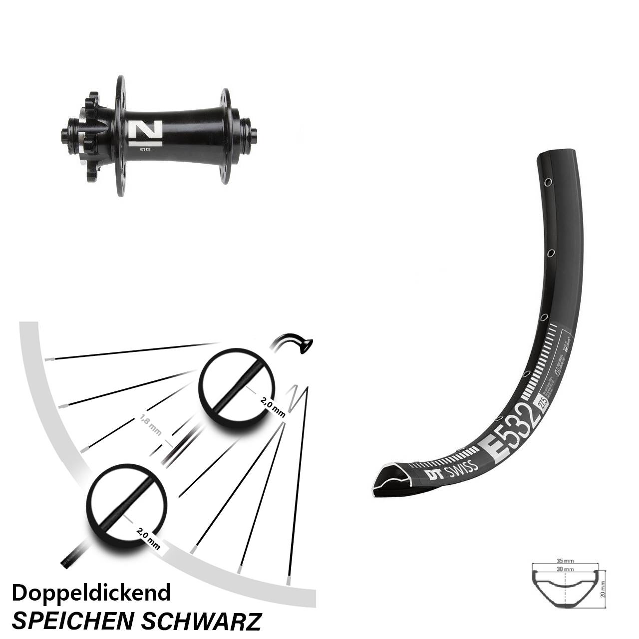 Disc Laufrad 27,5 Zoll DT Swiss E 532 Novatec D791 QR