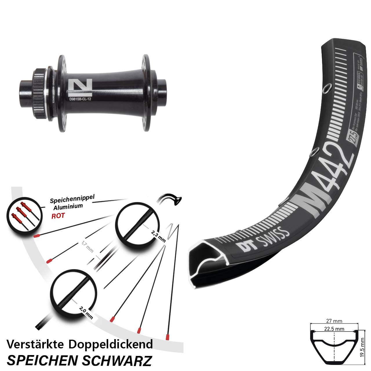 Disc Laufrad 29 Zoll DT Swiss M442 Novatec D981 12x100
