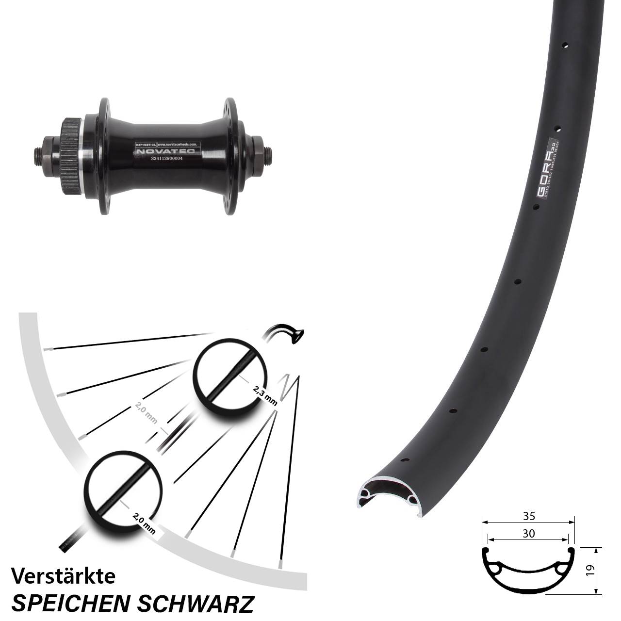 Gora 30 Novatec D471 26 Zoll Vorderrad Centerlock QR