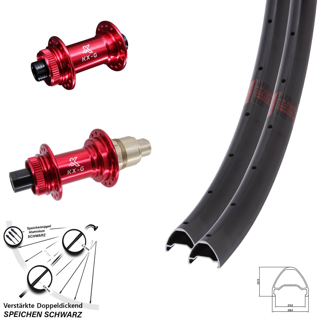 KX-G Clue rot 28 Zoll Laufradsatz Centerlock 12x100/142 SRAM XDR