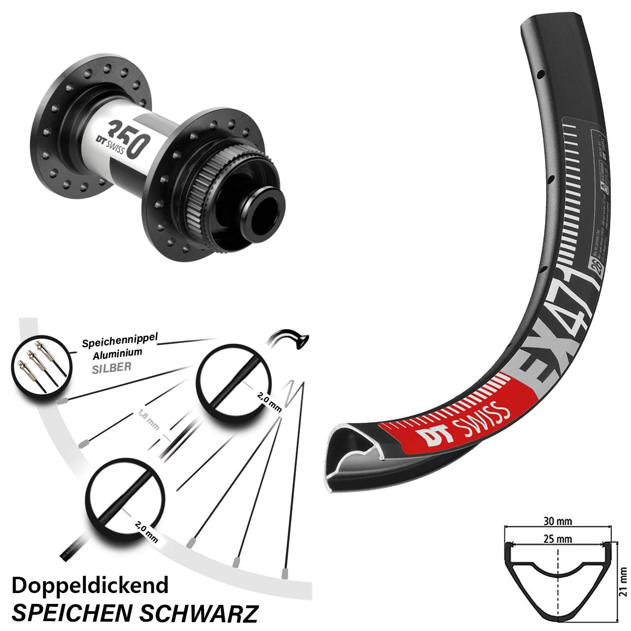 27,5 Zoll DT Swiss EX 471-350 Vorderrad Centerlock 12x100