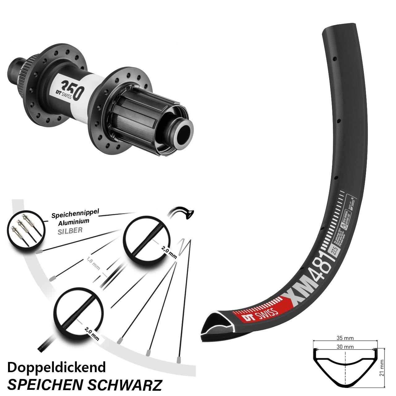 27,5 Zoll DT Swiss XM 481 Hinterrad 350 Centerlock 8-11 fach 12x148