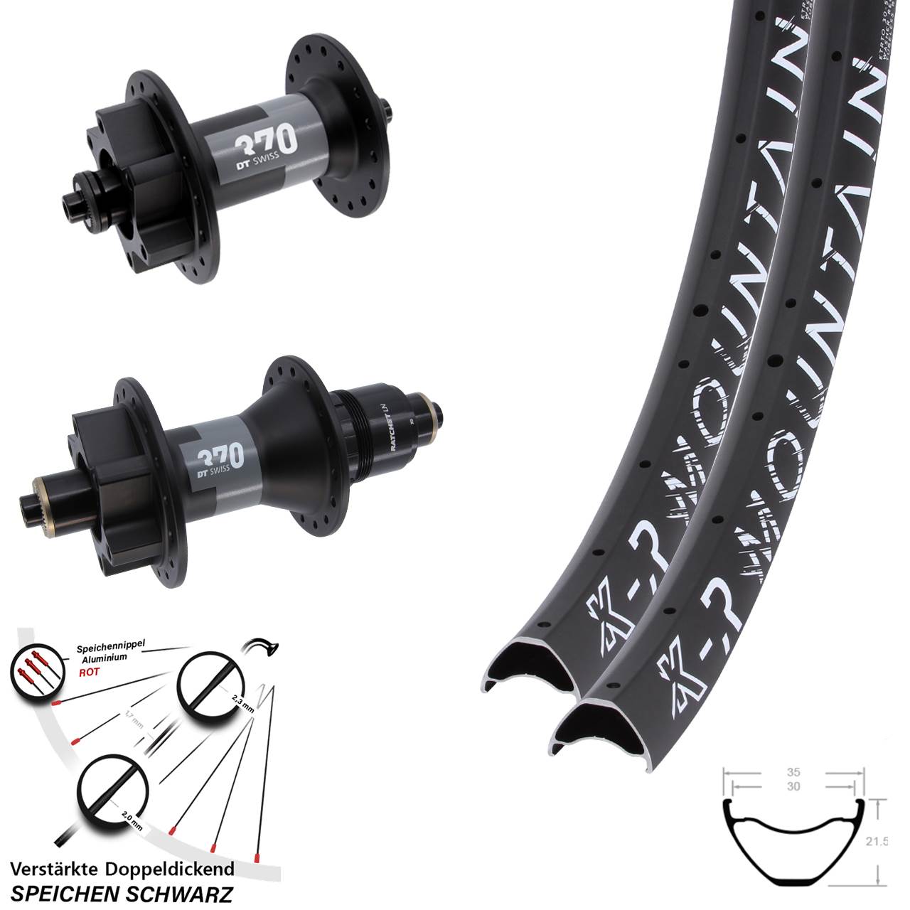 Laufradsatz 6-Loch 27,5 Zoll 29 KX-R Mountain DT Swiss 370 XD 11-12 fach QR