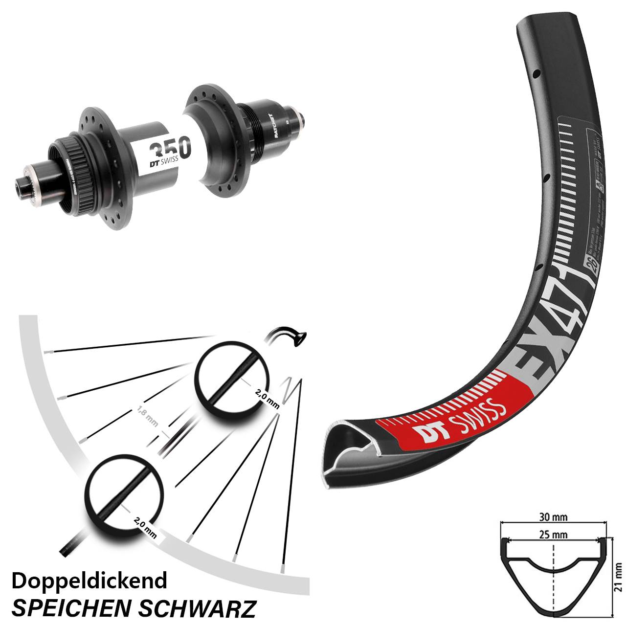 Hinterrad Centerlock 650B DT Swiss EX471-350 XD 11-12 fach QR Boost