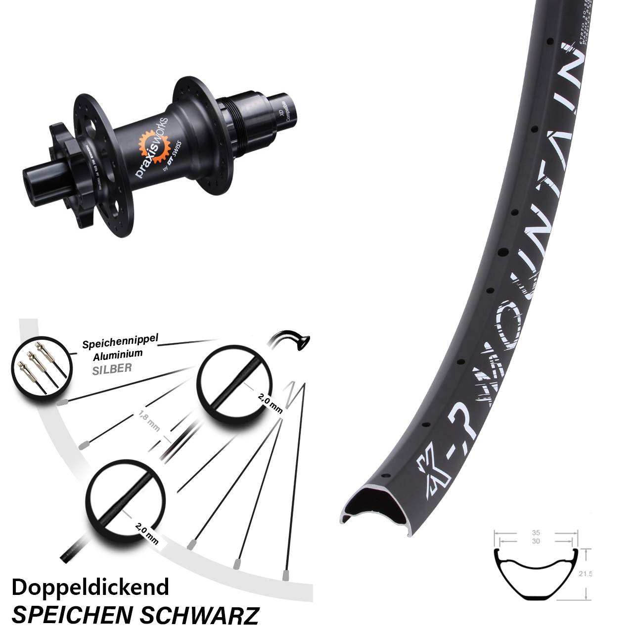 DT Swiss 350 SL Ratchet 36 KX-R Mountain 30-584 ETRTO Hinterrad 27,5 Zoll 6-Loch 12x142 mm