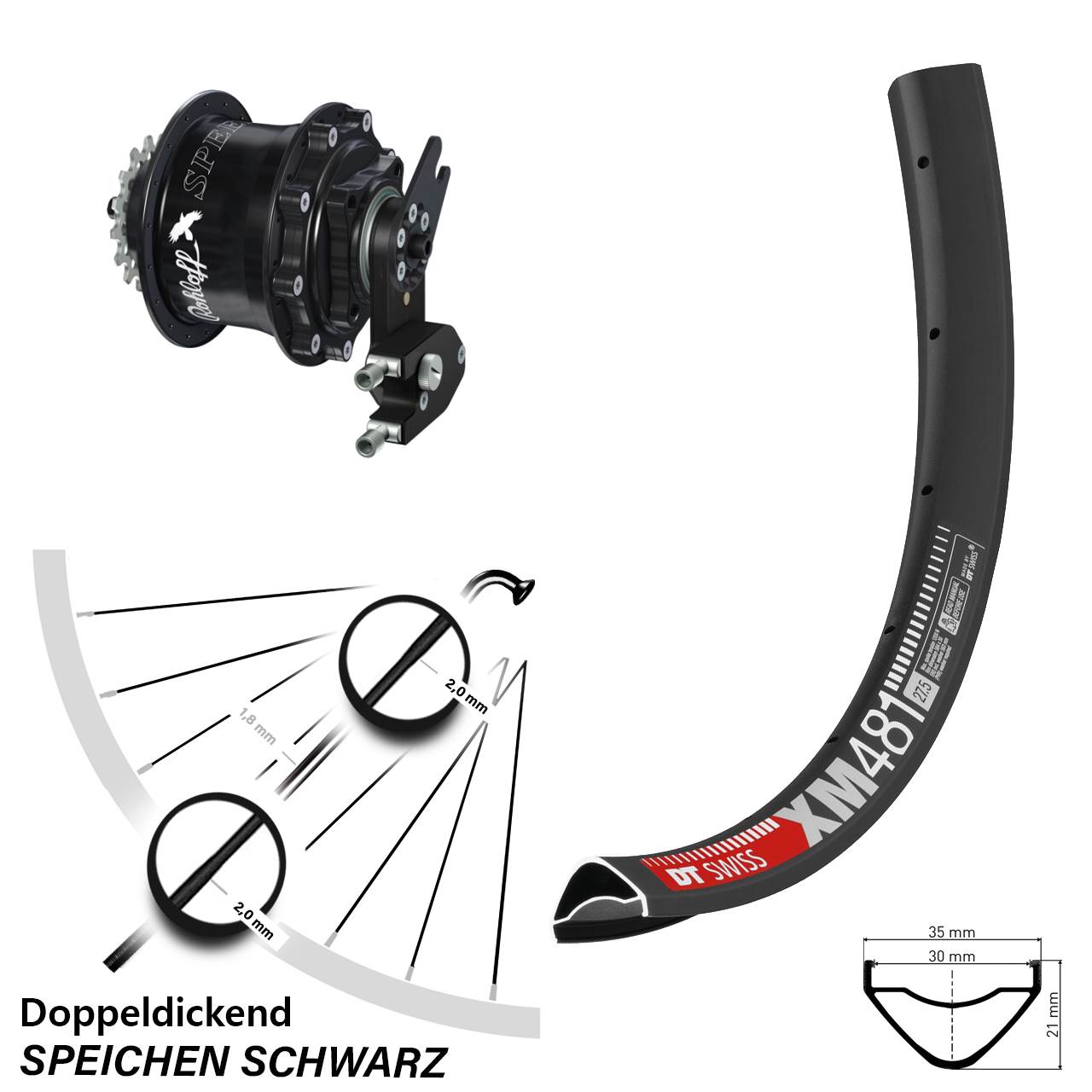 27,5 Zoll Hinteres Rad DT Swiss XM 481 Rohloff Speedhub CC OEM2