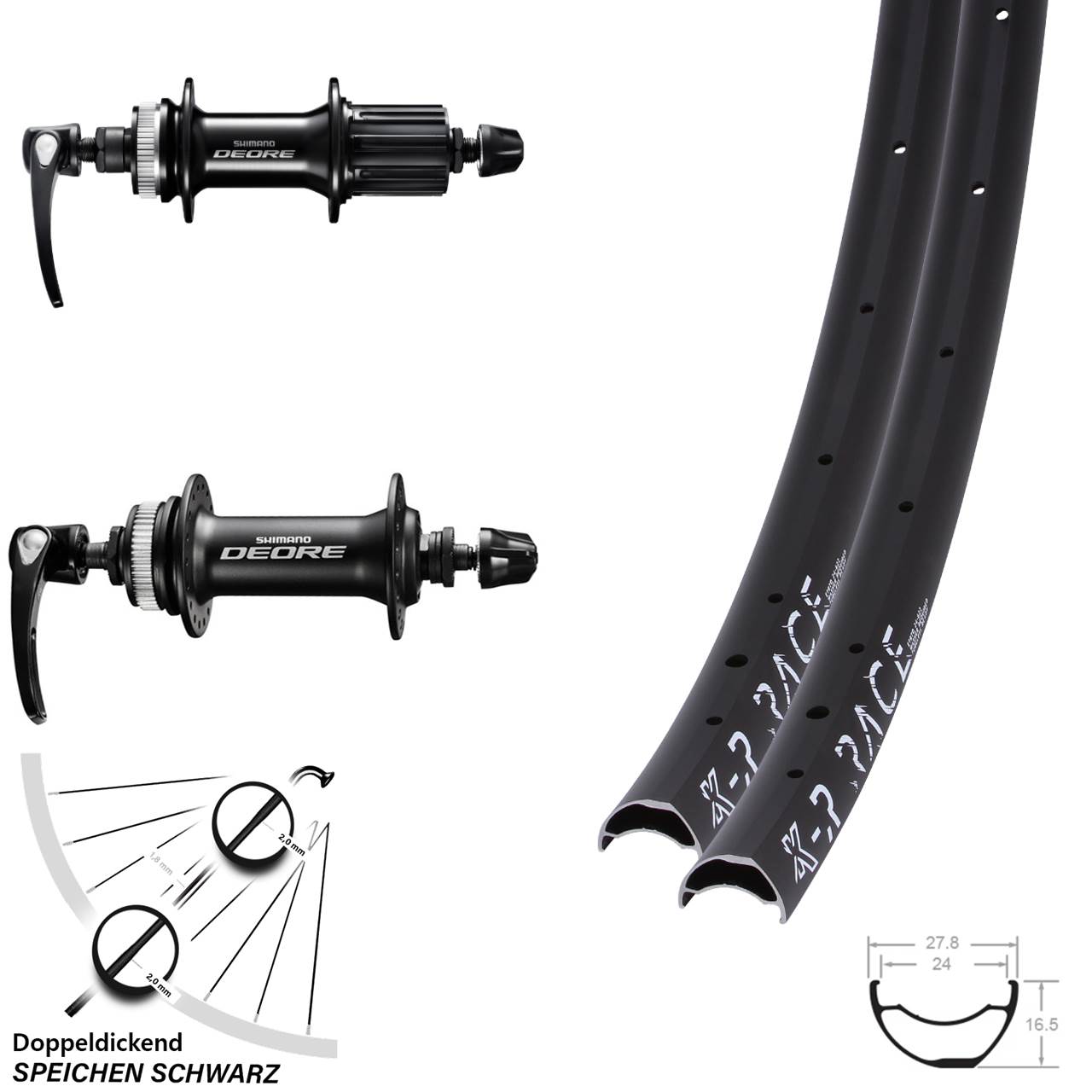 KX-R Race Shimano Deore 29 Zoll Disc Laufradsatz QR 8-11 fach HG