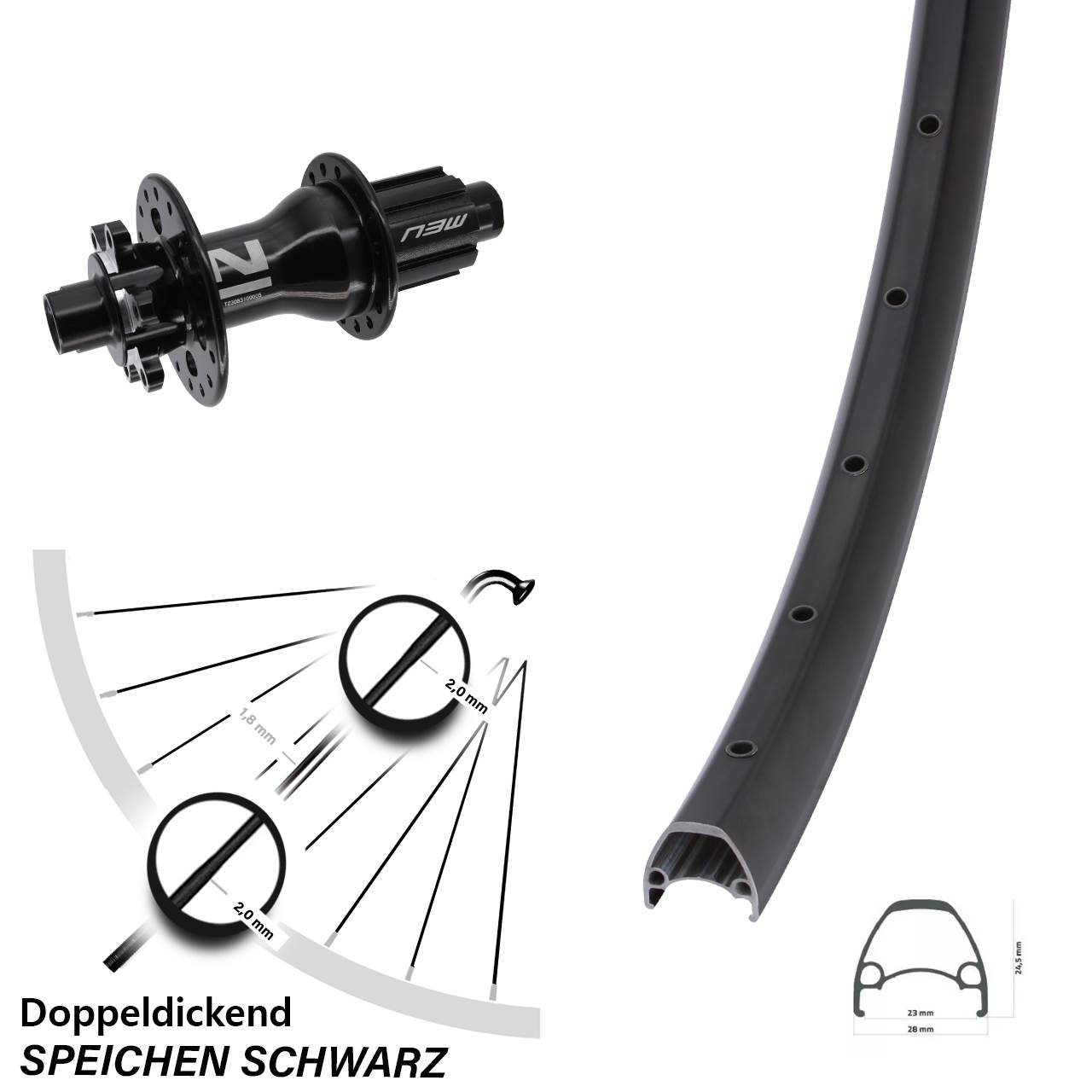 Ambrosio Sport Novatec Superlight 28-29 Zoll Hinterrad 6-Loch 12x142 Campa N3W