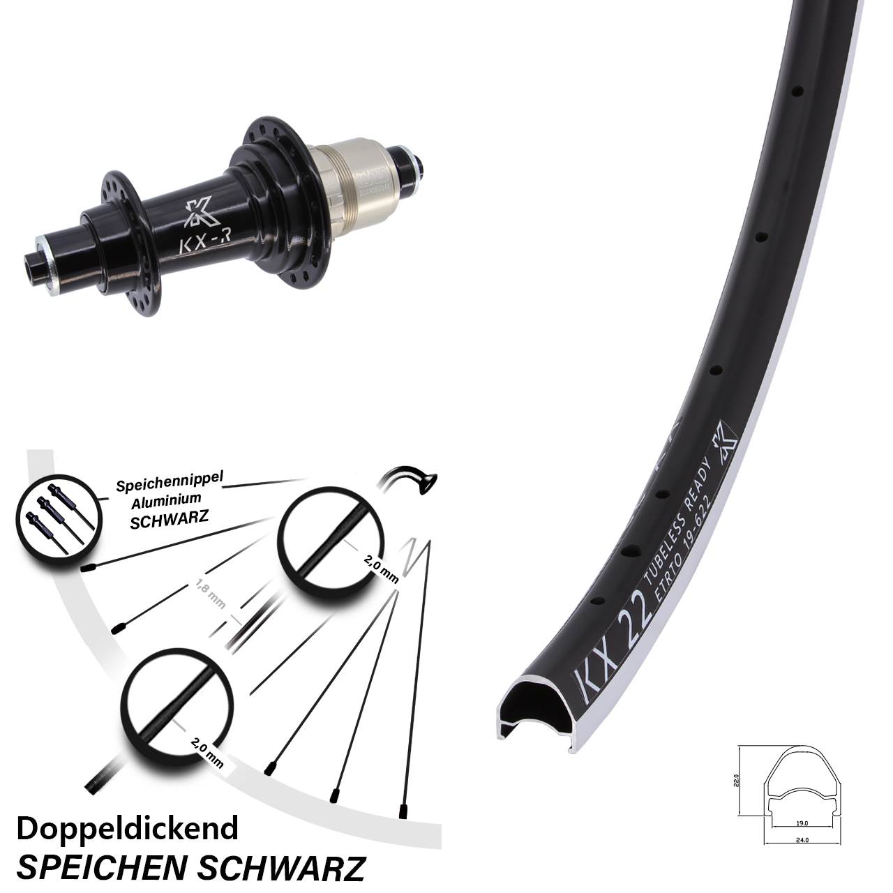Hinterrad 28 Zoll KX 22 KX-R QR XDR