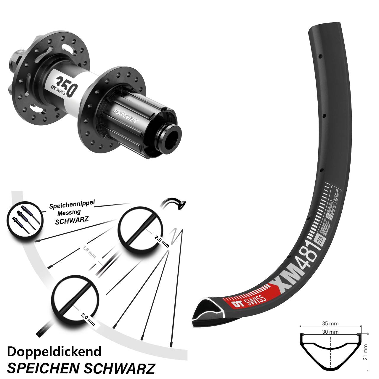 6-Loch Hinterrad 12x157 27,5 Zoll DT Swiss XM 481 DT Swiss 350 8-11 fach