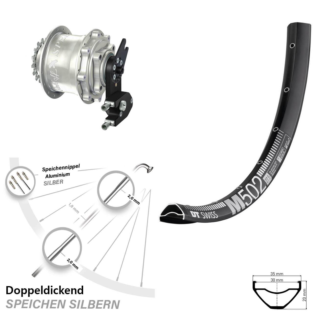 Disc Hinterrrad 27,5 Zoll DT Swiss M502 Rohloff Speedhub 500/14 CC DB OEM2