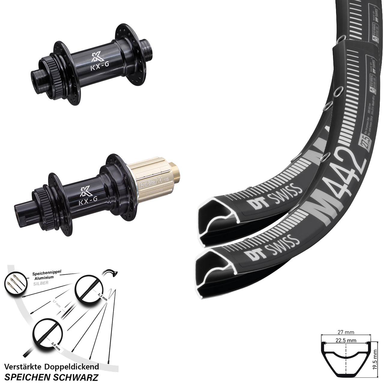 DT Swiss M 442 KX-G 29 Zoll Centerlock Laufradsatz 15x100 12x142 8-12 fach