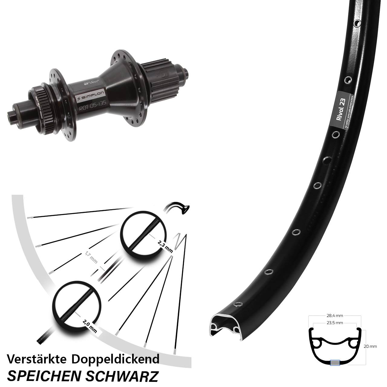Ryde Rival 23 DT Swiss 370 Hybrid 27,5 Zoll Disc Hinterrad QR Shimano Micro Spline
