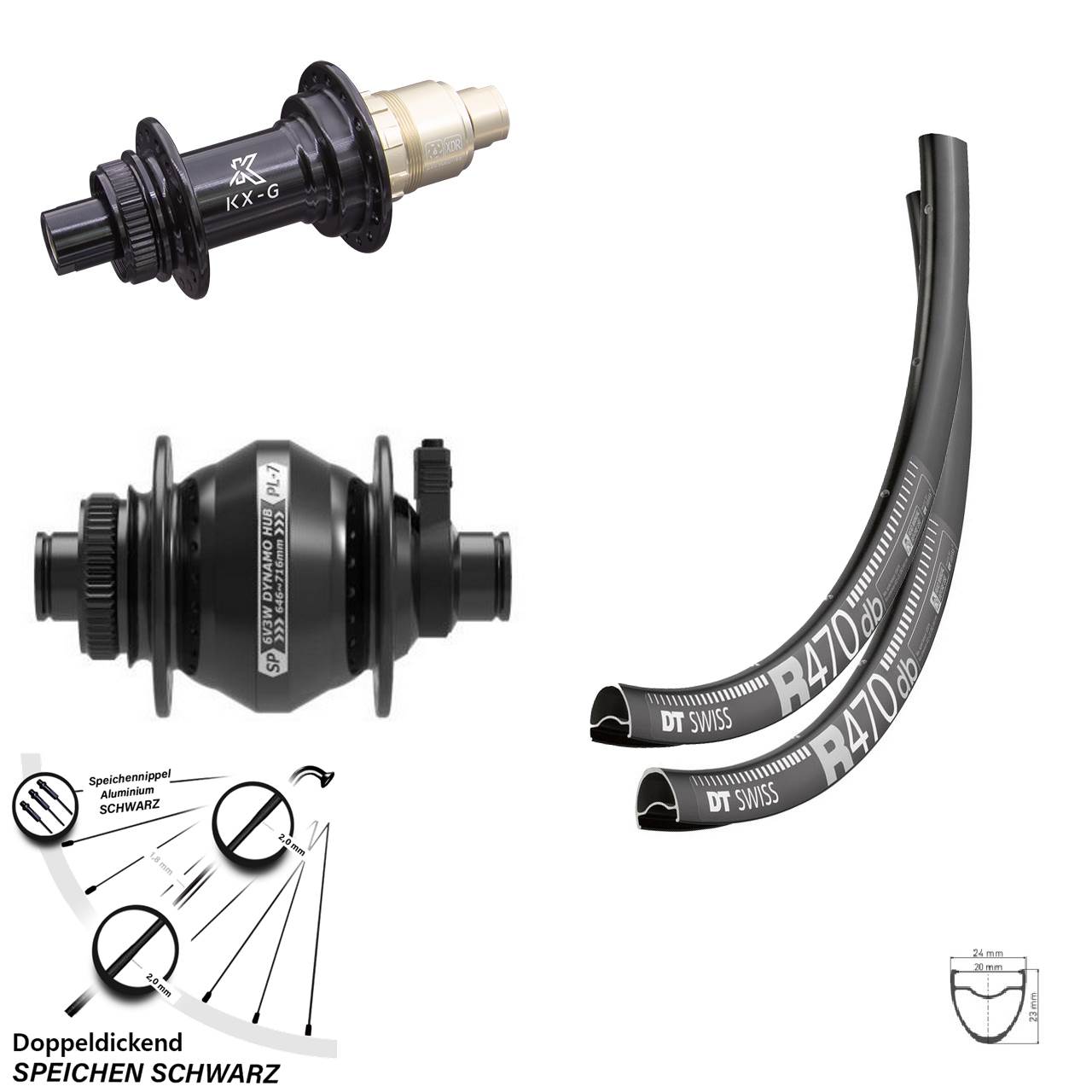 Disc Laufradsatz 12x100/142 28 Zoll DT Swiss R470 KX-G Shutter PL-7 XDR