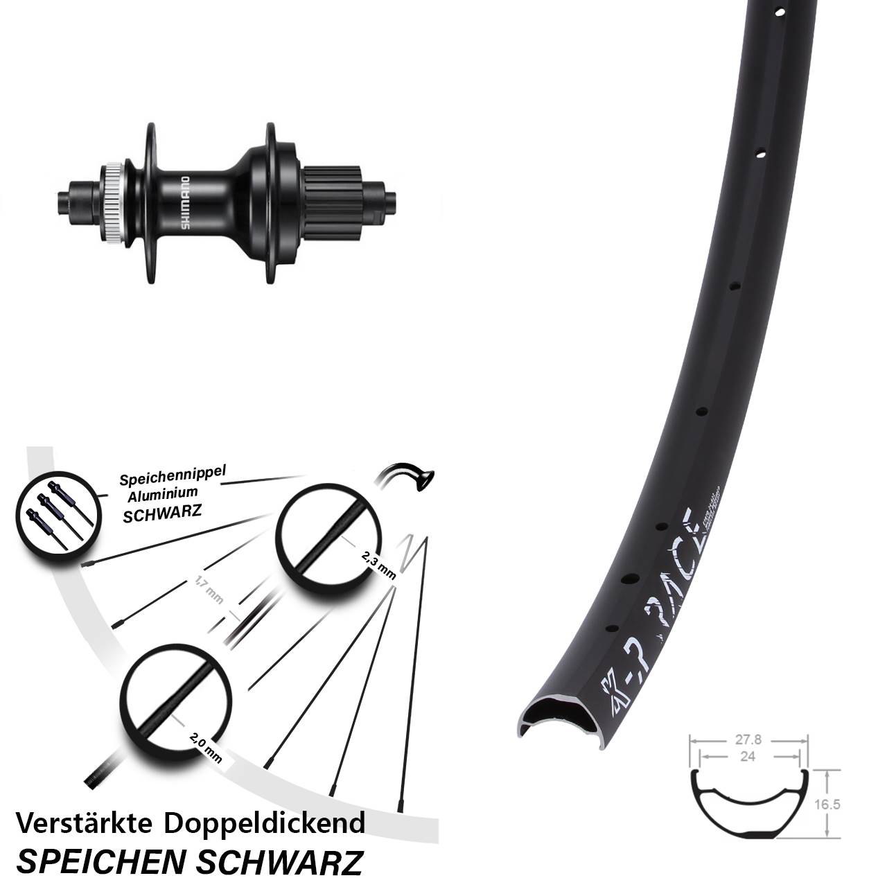 Centerlock Hinterrad für Schnellspanner 28-29 Zoll KX-R Race Shimano FH-MT500 Micro Spline