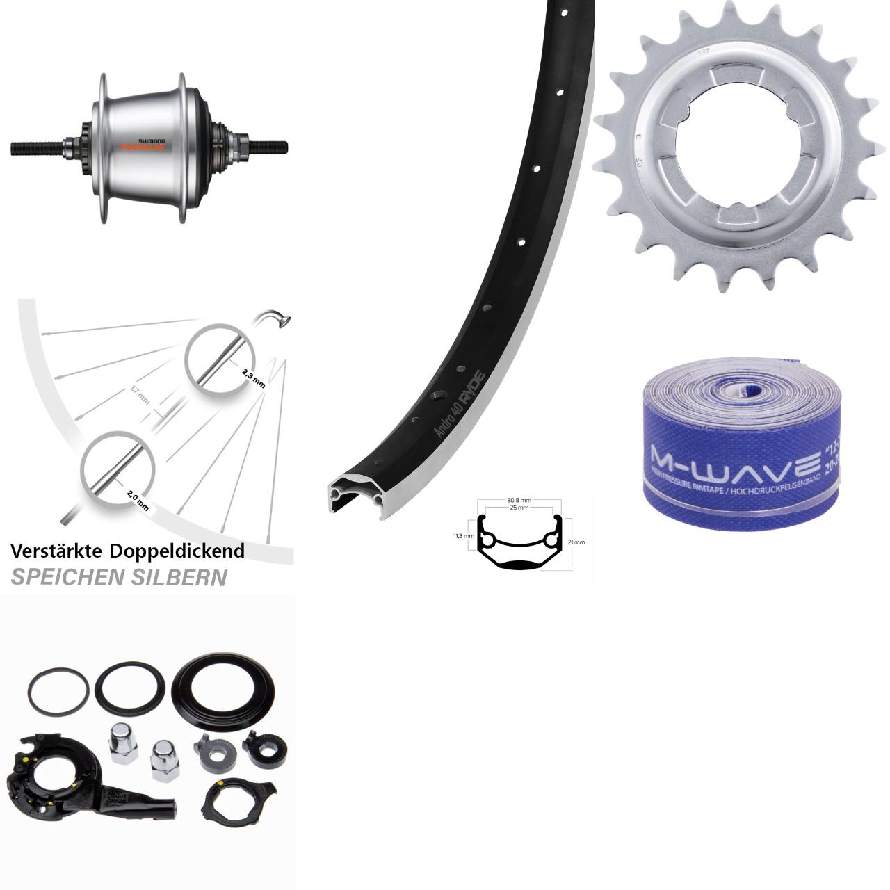 20 Zoll Hinterrad Ryde Andra 40 Shimano Nexus 7 Gang