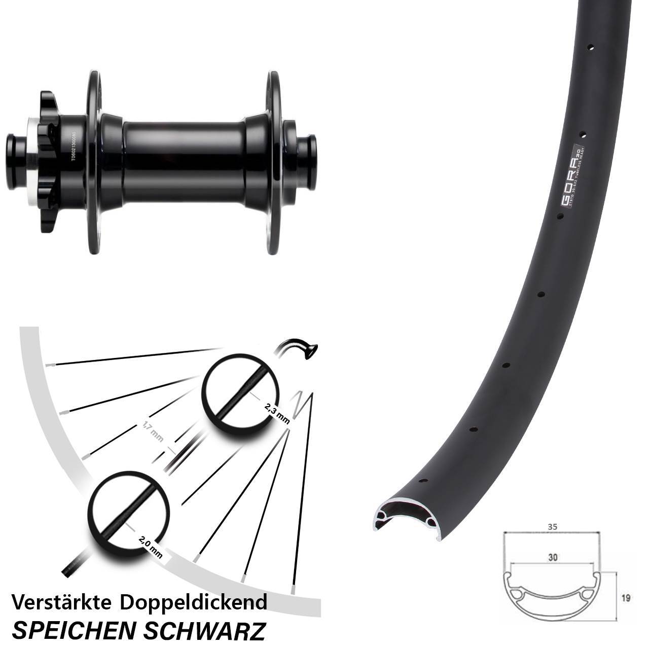 26 Zoll Gora 30 Novatec D341 Disc Vorderrad 15x110 Boost