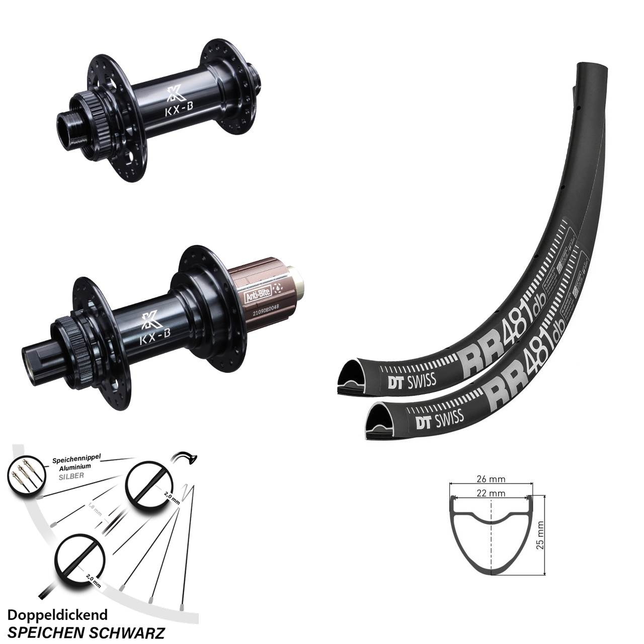 Laufradsatz Centerl. 28 Zoll DT Swiss RR 481 KX-B Road 8-12 fach 12x110/148