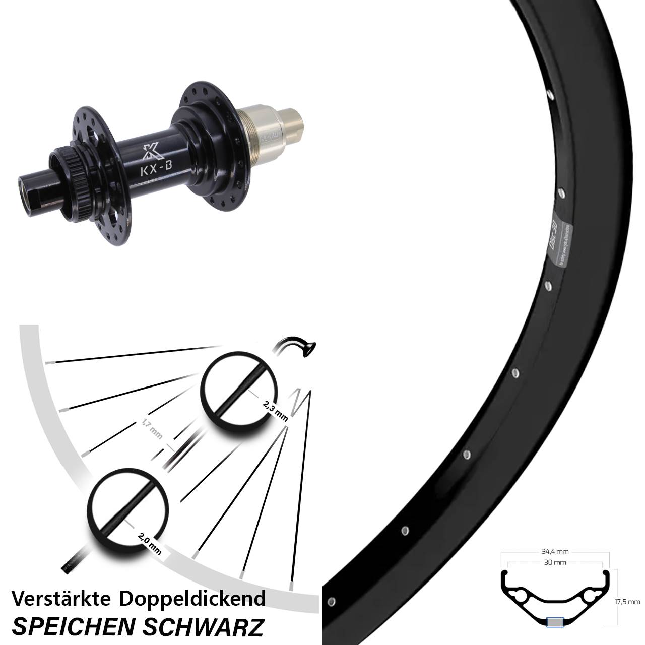 Hinterrad Centerlock 29 Zoll Ryde Disc 30 KX-B SRAM XD 12x148