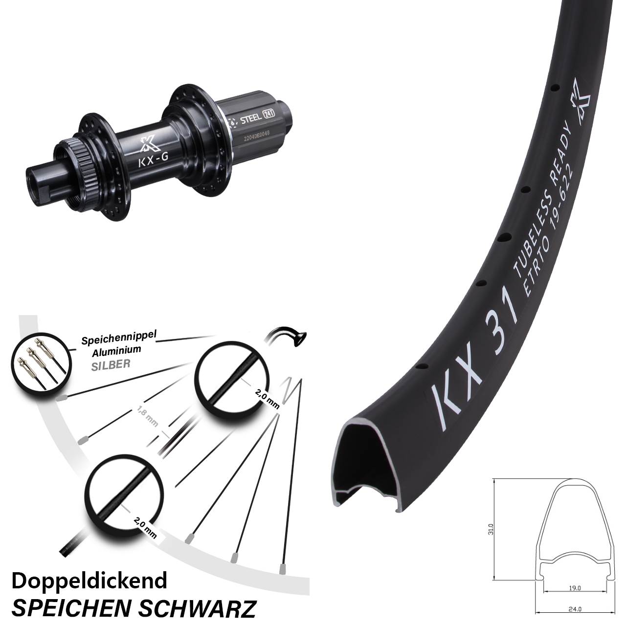 KX31 KX-GS Heavy Duty 28 Zoll Disc Laufrad 12x142 8-12 fach