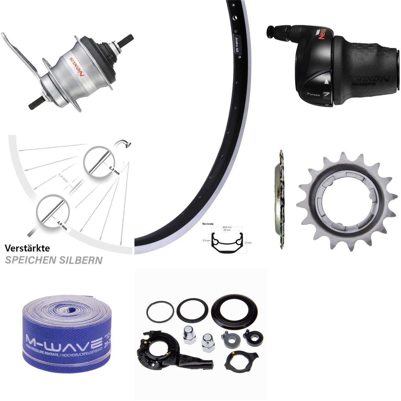 Ryde Hinterrad 24 Zoll Andra 40 Shimano Rücktritt Nexus 7 Gang SG-7C30