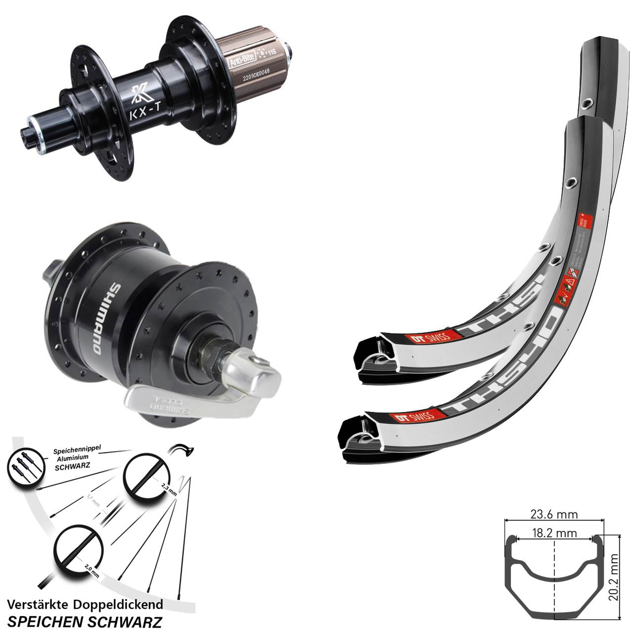 Laufrad-Satz für Schnellspanner 28 Zoll DT Swiss TK 540 KX-T Shimano DH3N72 8-11 fach HG