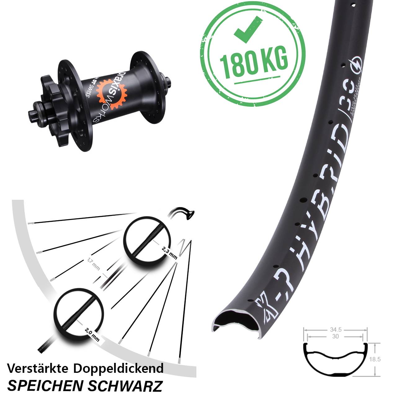 Disc Laufrad QR 29 Zoll KX-R Hybrid 30 DT Swiss 350