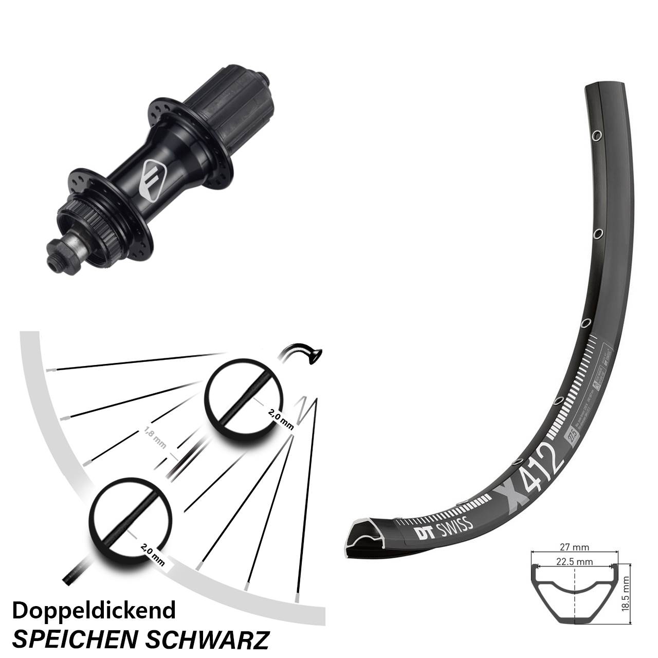 Disc Laufrad QR 29 Zoll DT Swiss X 412 Formula CL-52 8-11 fach HG