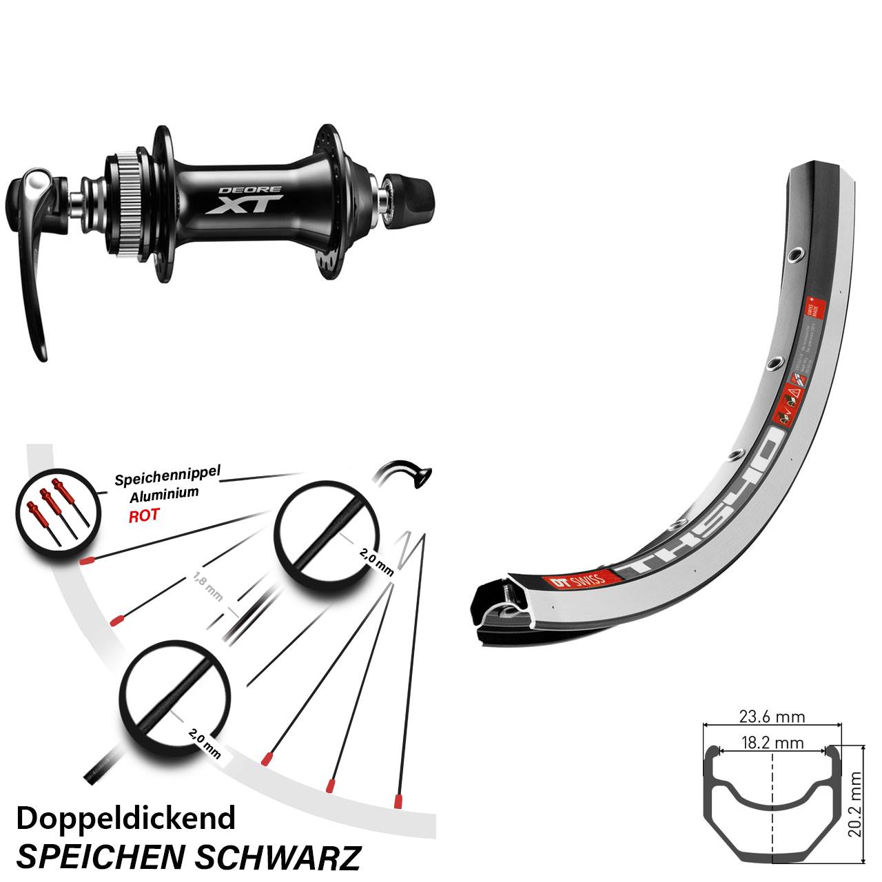 DT Swiss TK540 Vorderrad 28 Zoll Shimano XT