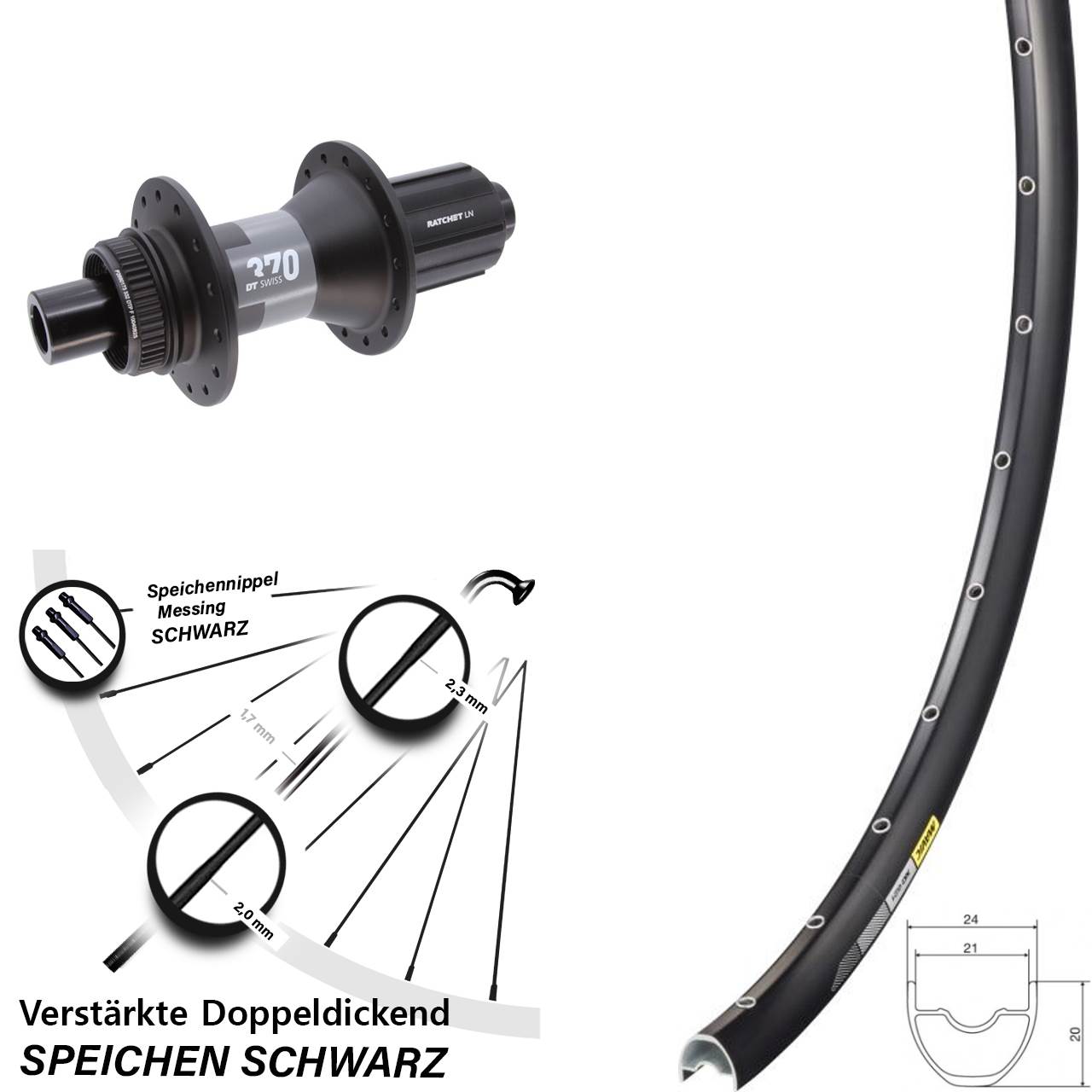Hinterrad 29 Zoll Mavic XC621 DT Swiss 370 Centerlock 12x142 HG 2023