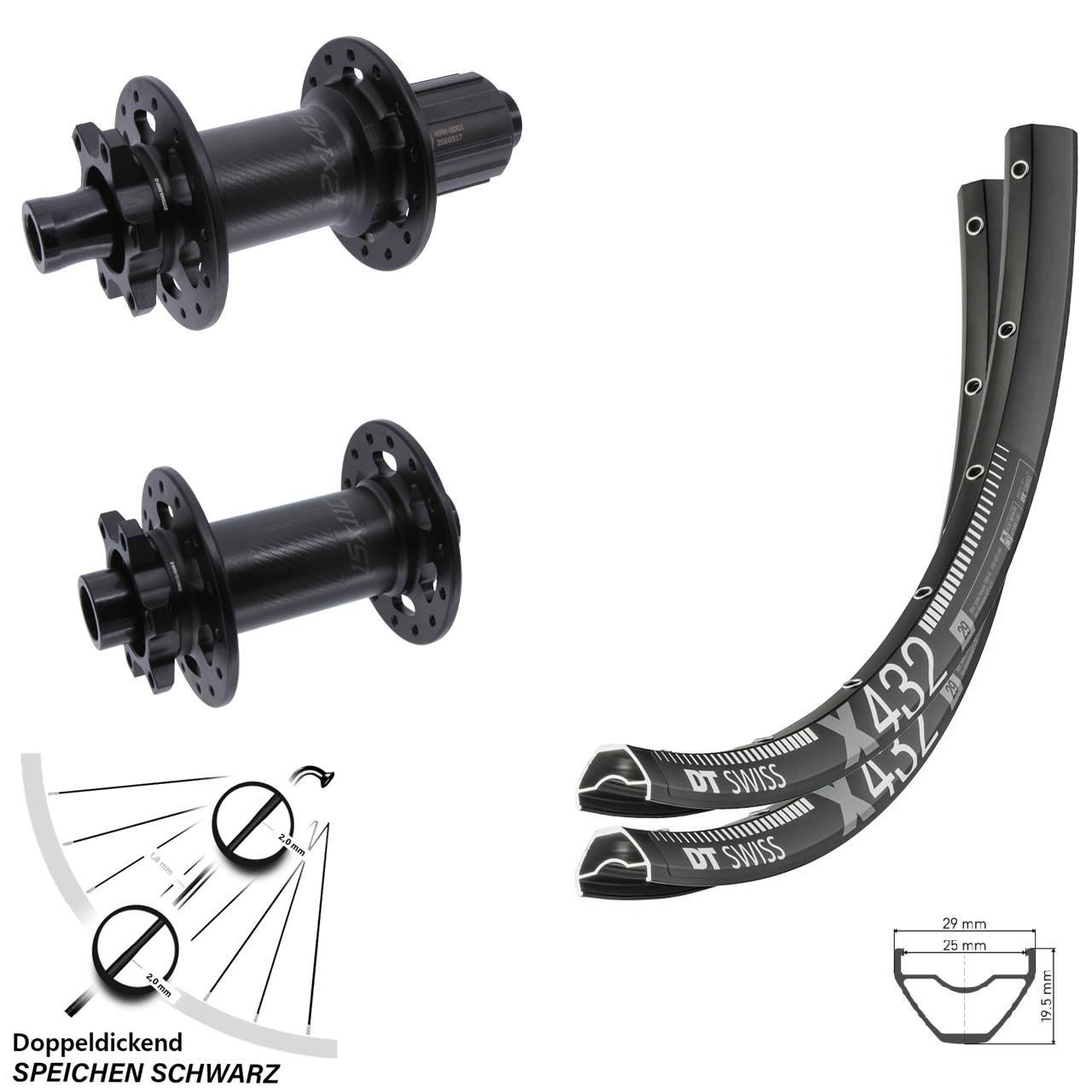 Disc Laufradsatz 15x110 12x148 29 Zoll DT Swiss X432 Bear Pawls 8-11 fach HG