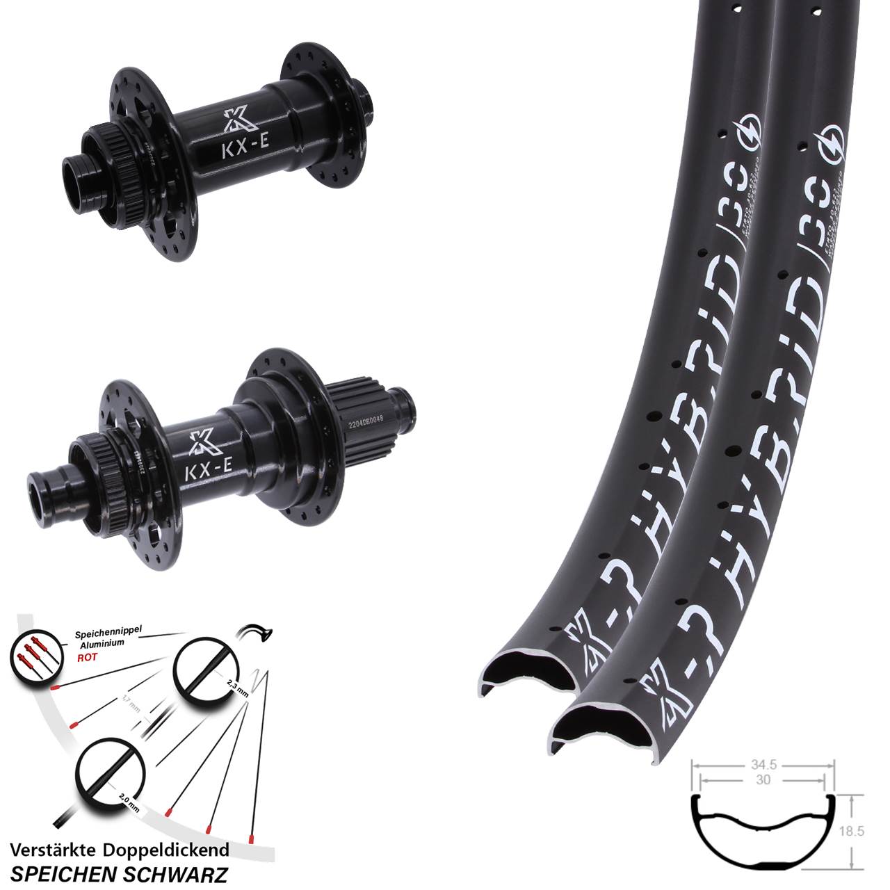 Laufradsatz 29 Zoll KXR-E Hybrid 30 Heavy Duty Micro Spline 15x110 12x148 Boost