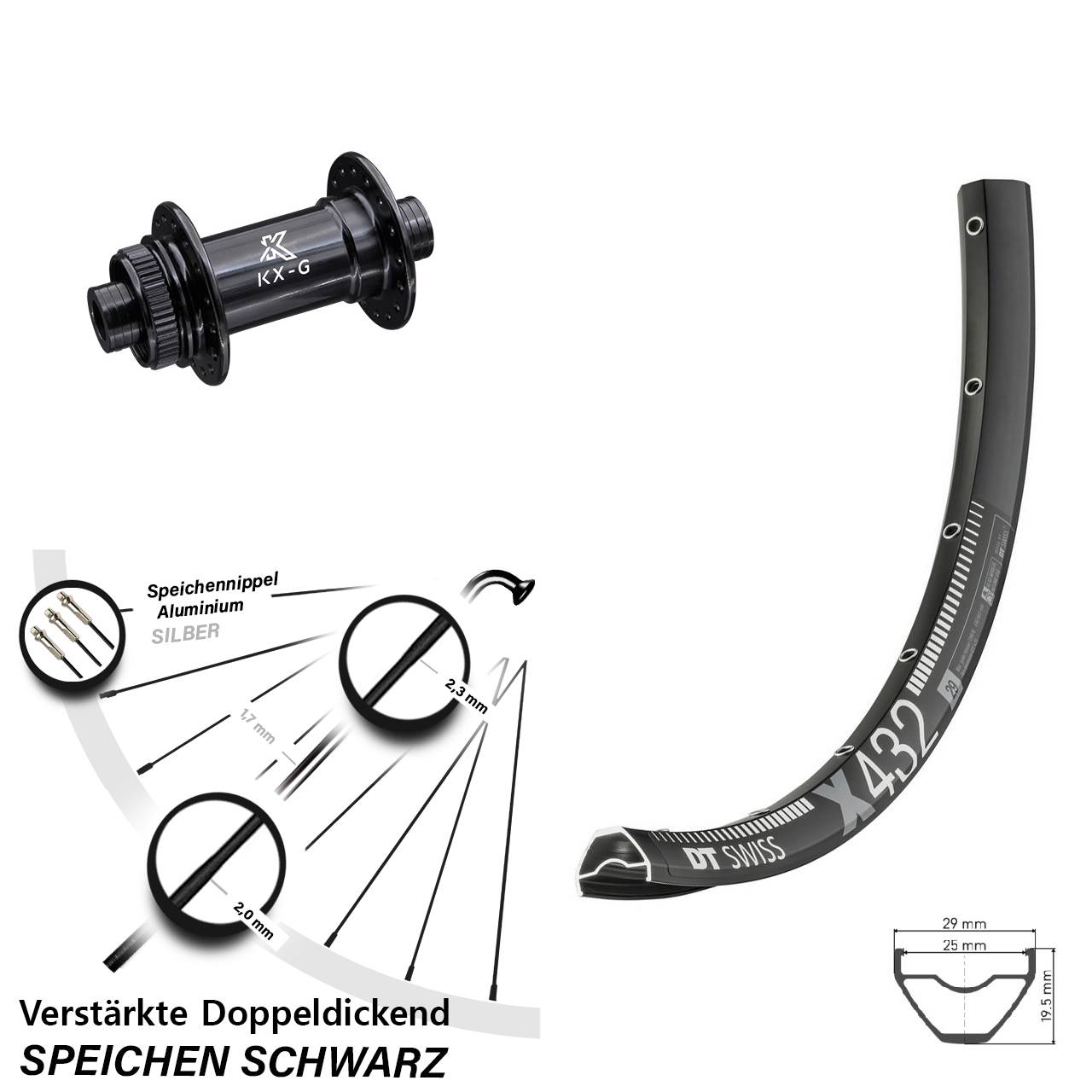 DT Swiss X 432 KX-G 29 Zoll Disc Vorderrad 15x100