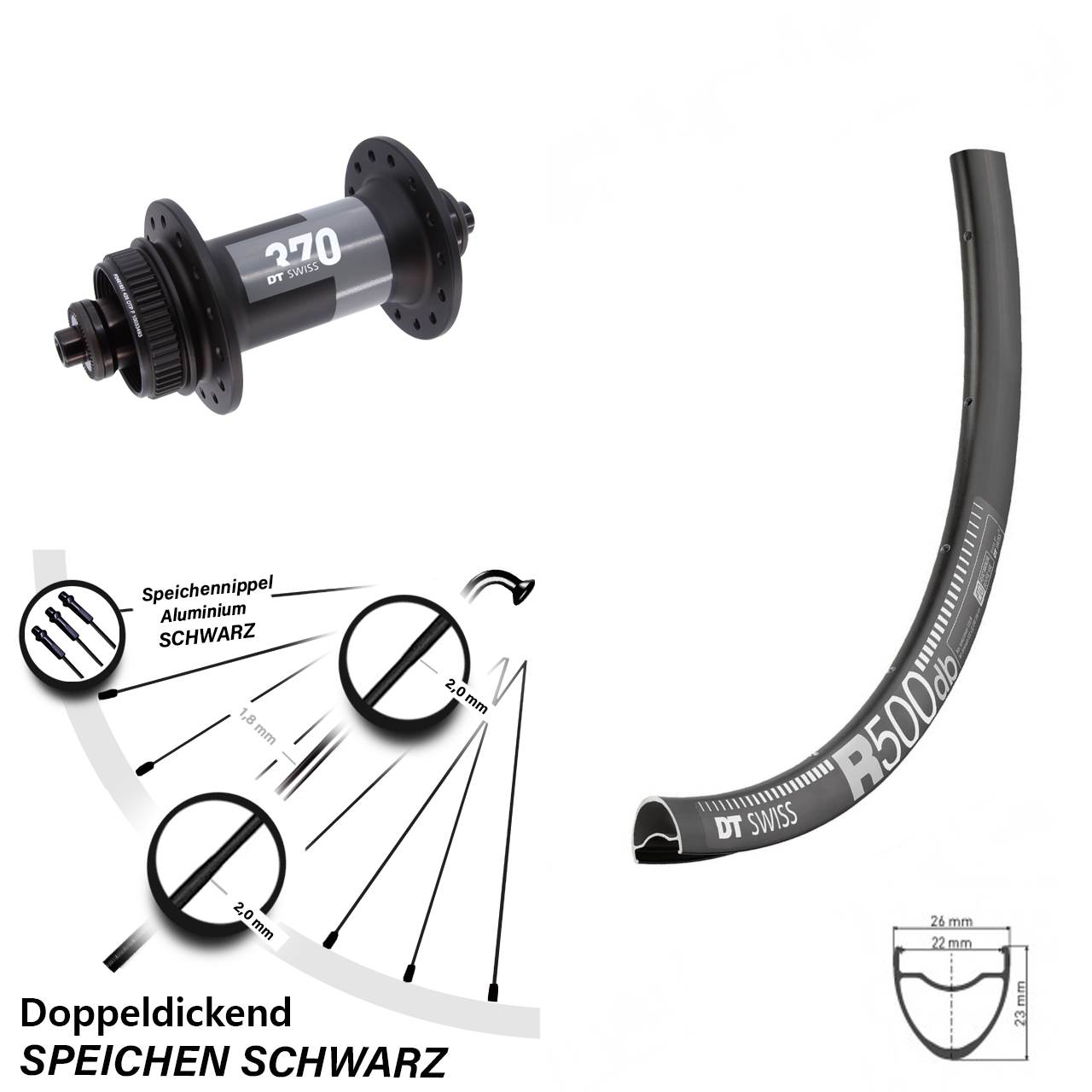 Centerlock Vorderrad 28-29 Zoll DT Swiss R 500-370 für Schnellspanner