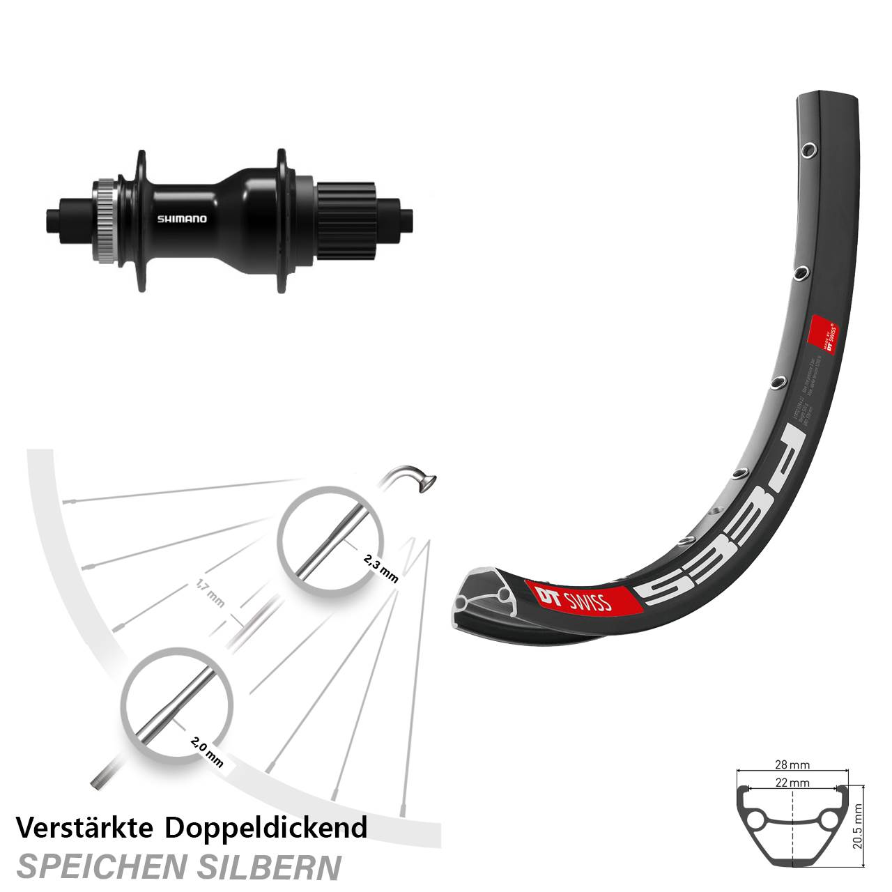 Disc Hinterrad 28 Zoll DT Swiss 533d Shimano FH-QC500-MS Micro Spline QR