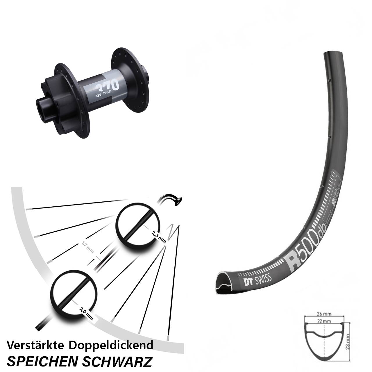 Disc Laufrad 12x100 28 Zoll DT Swiss R 500-370