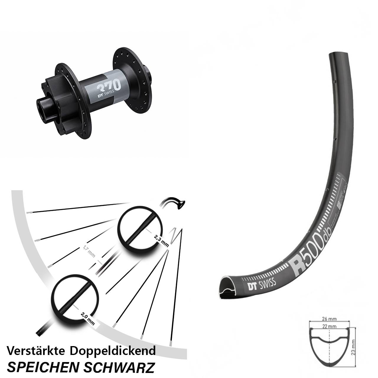 Disc Laufrad 12x100 28 Zoll DT Swiss R 500-370