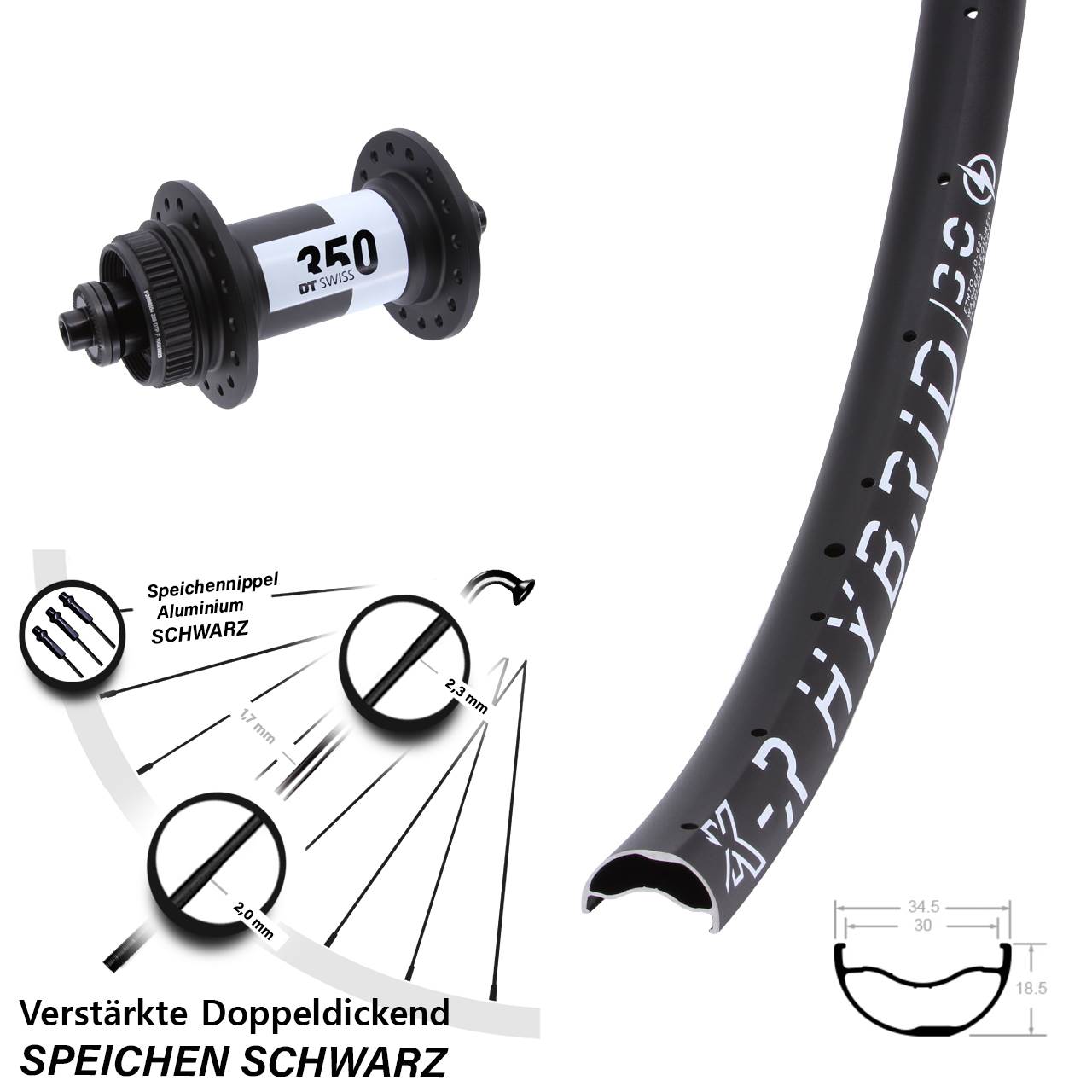 Centerlock Vorderrad QR 29 Zoll KX-R Hybrid 30 DT Swiss 350