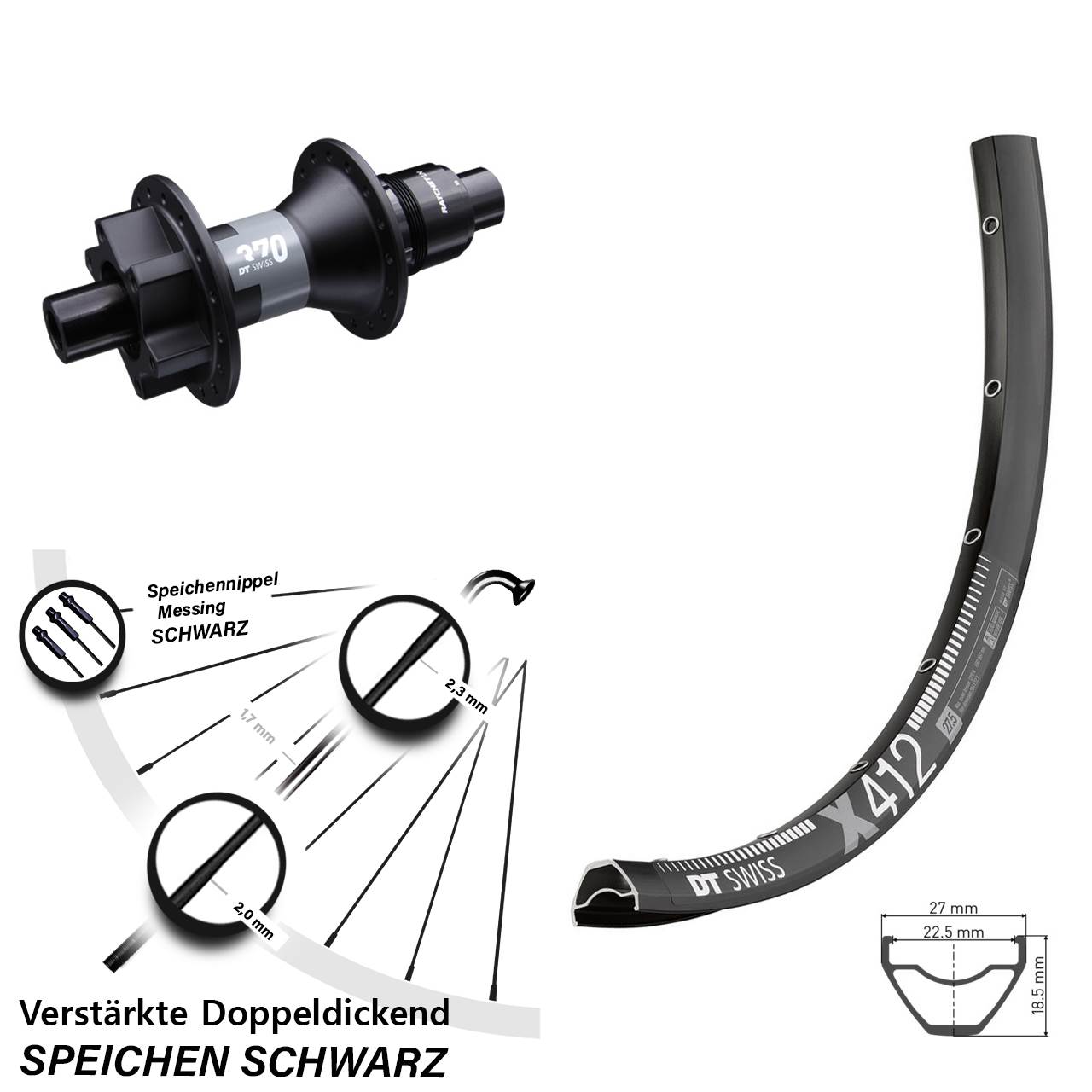 29 Zoll Hinterrad 6-Loch DT Swiss X412-370 XD 11-12 fach 12x142