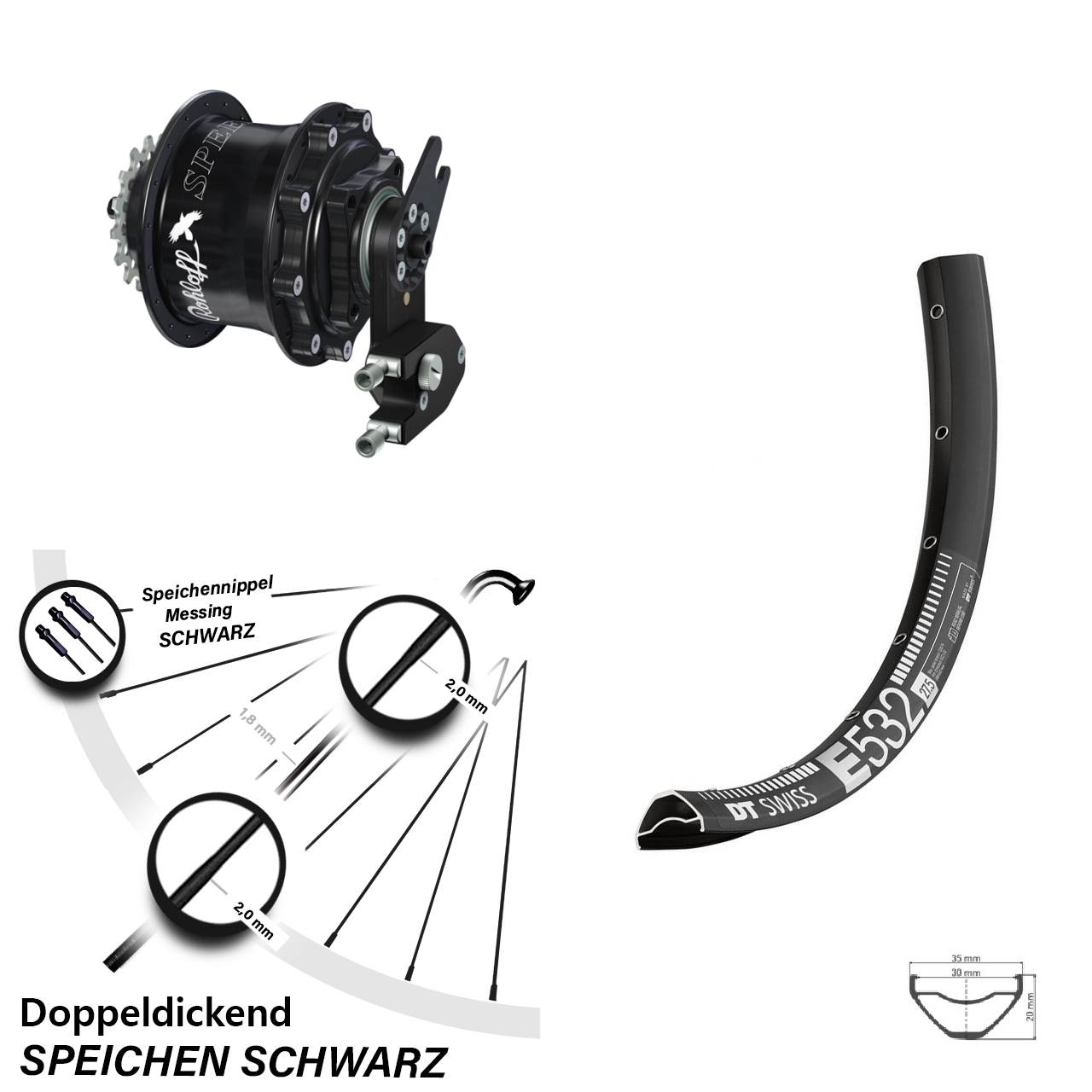 Rohloff Speedhub CC OEM2 DT Swiss E 532 Hinteres Rad 29 Zoll