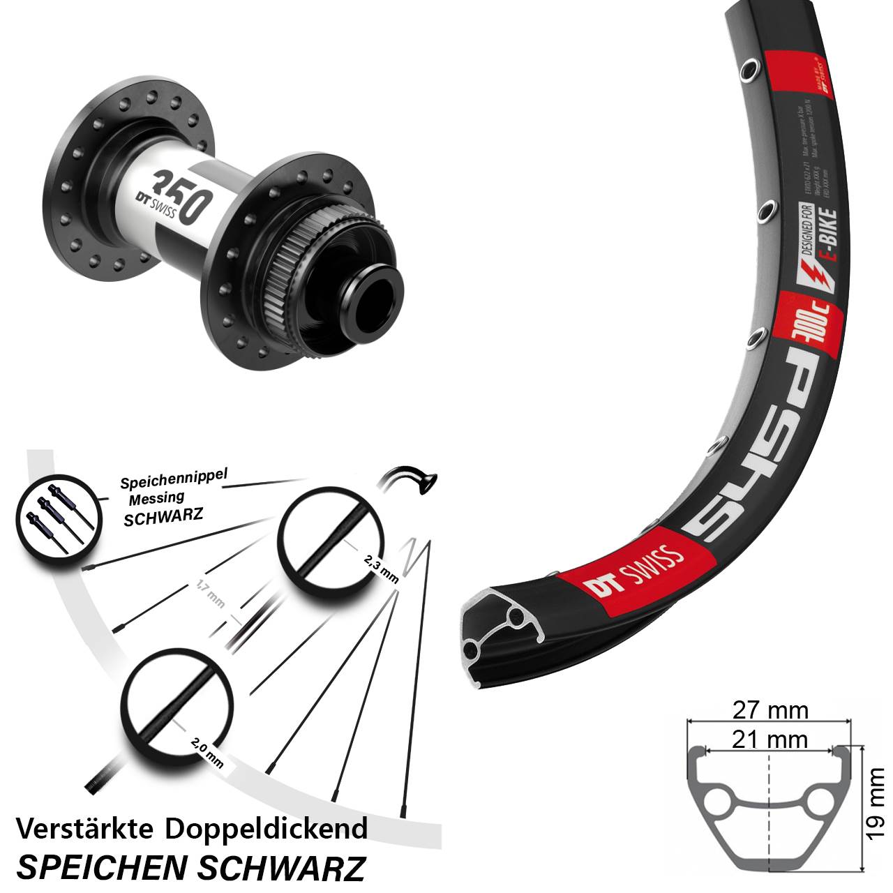 28 Zoll DT Swiss 545 350 Vorderrad Centerlock 12x100